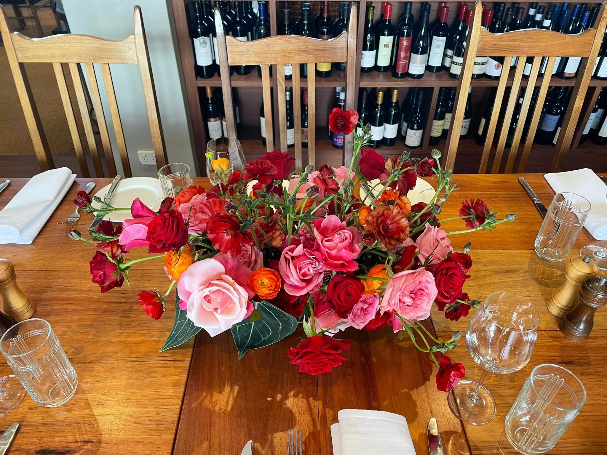 Corporate dining flower arrangement
