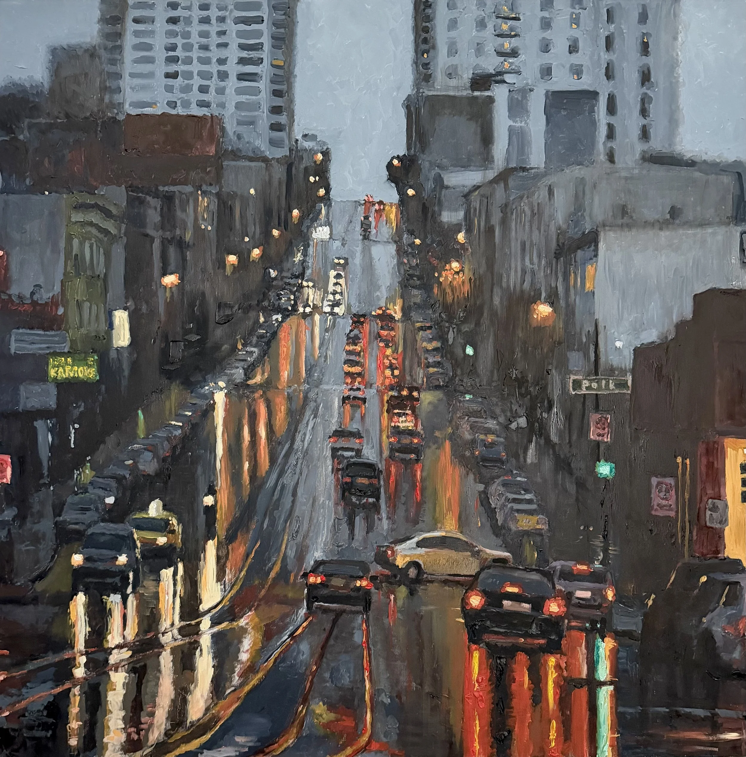 Uphill, Both Ways - 30x30 oil on panel - $2,900