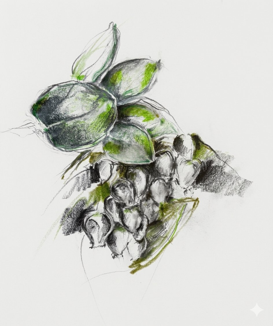 Sketch of a White Manzanita for the upcoming book "Neighbors With Roots: A Family Guide to California Backyard Plants" by Amanda Sparkman.