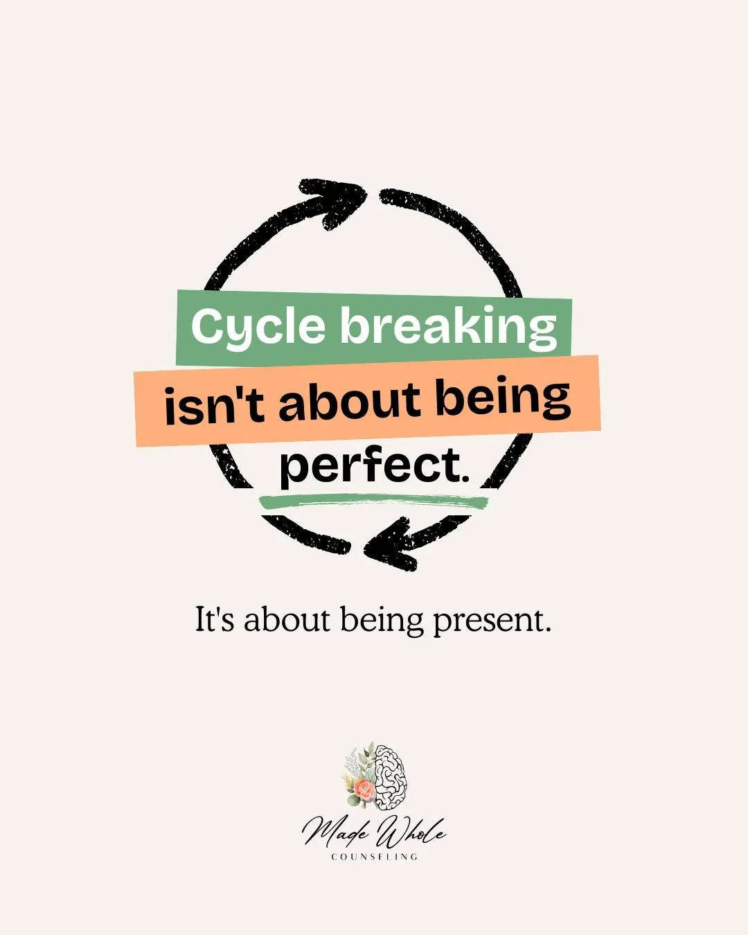 Cycle breaking isn't about being perfect. It's about being present.

It looks like:
&bull; Noticing when you're triggered and taking a breath instead of reacting.
&bull; Apologizing to your kids when you snap.
&bull; Asking for help even when shame s
