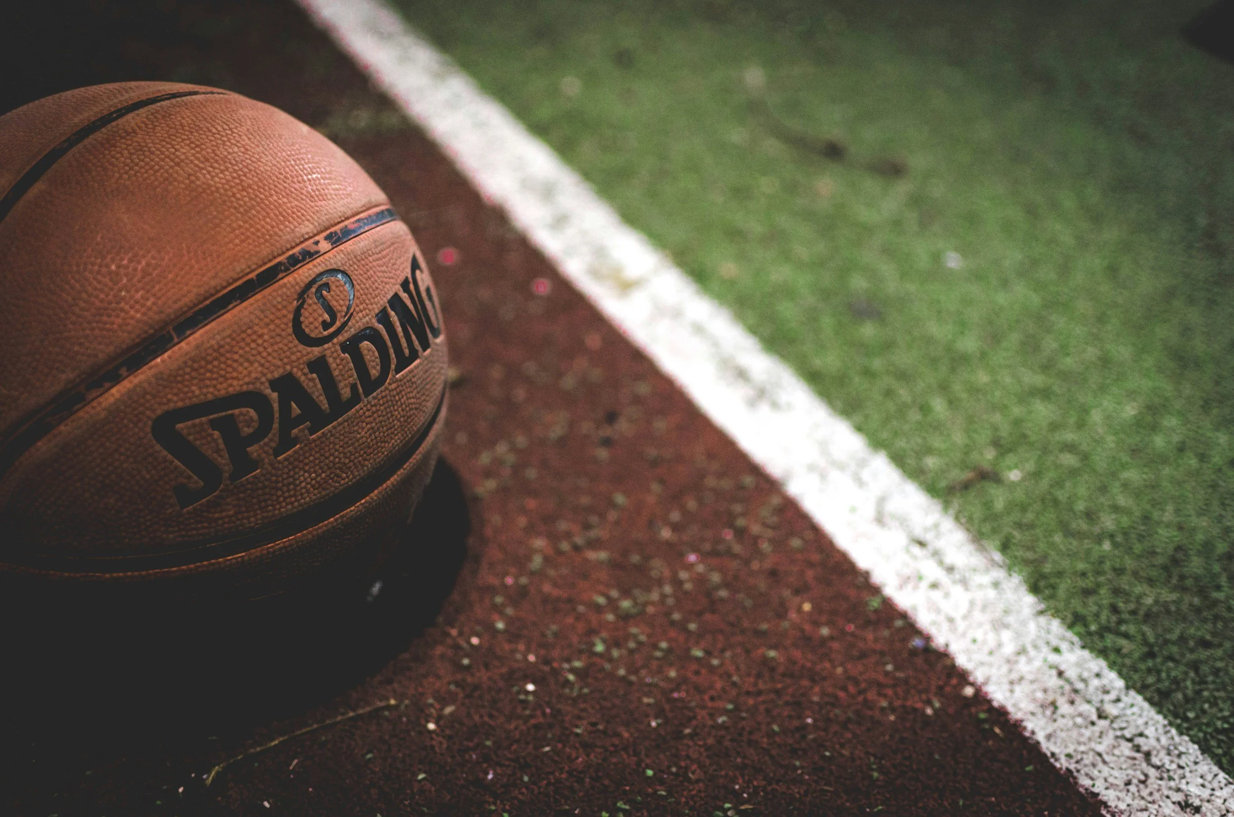 close up of basketball sitting on track