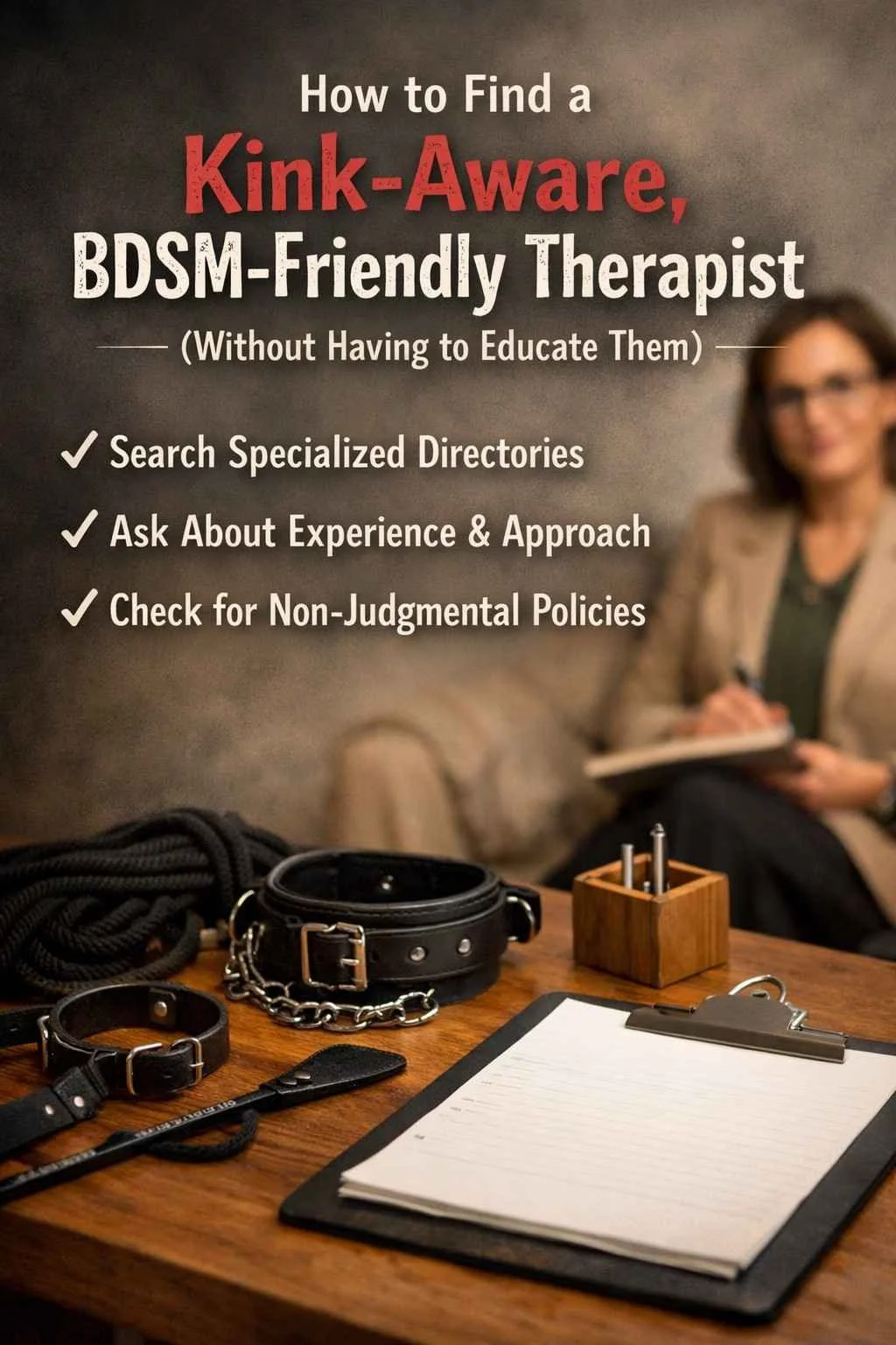 How to Find a Kink-Aware, BDSM-Friendly Therapist (Without Having to Educate Them)