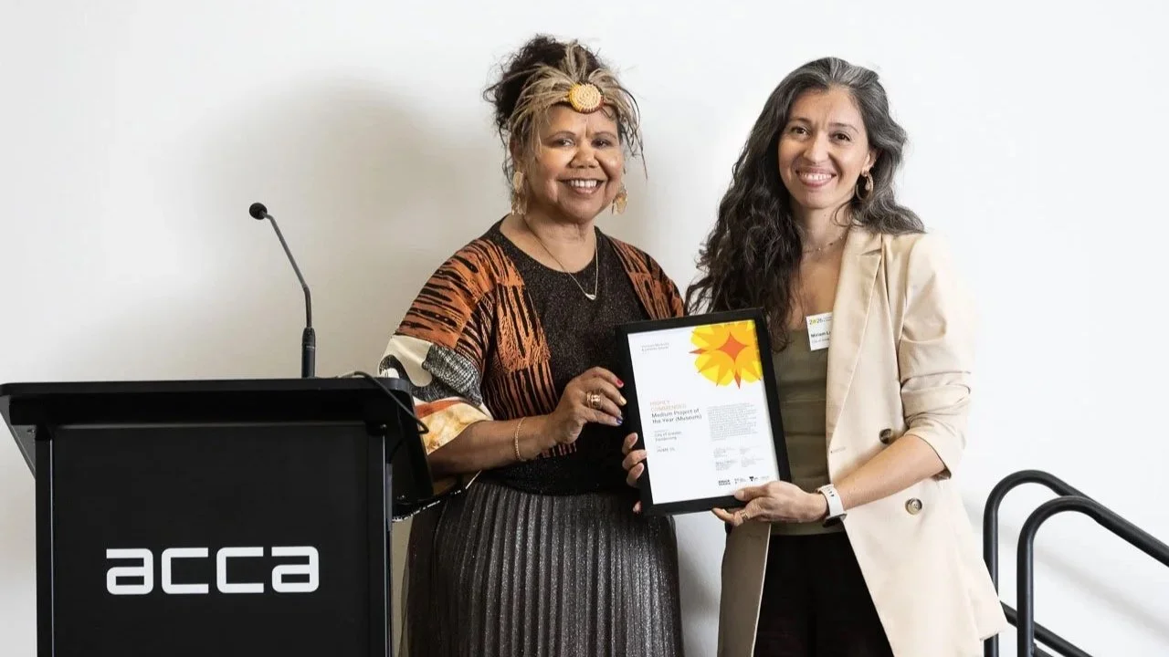  Janty Blair with Miriam La Rose from Greater City of Dandenong, highly commended Medium Project of the Year (Museum).  Photo:  Peter Casamento. 
