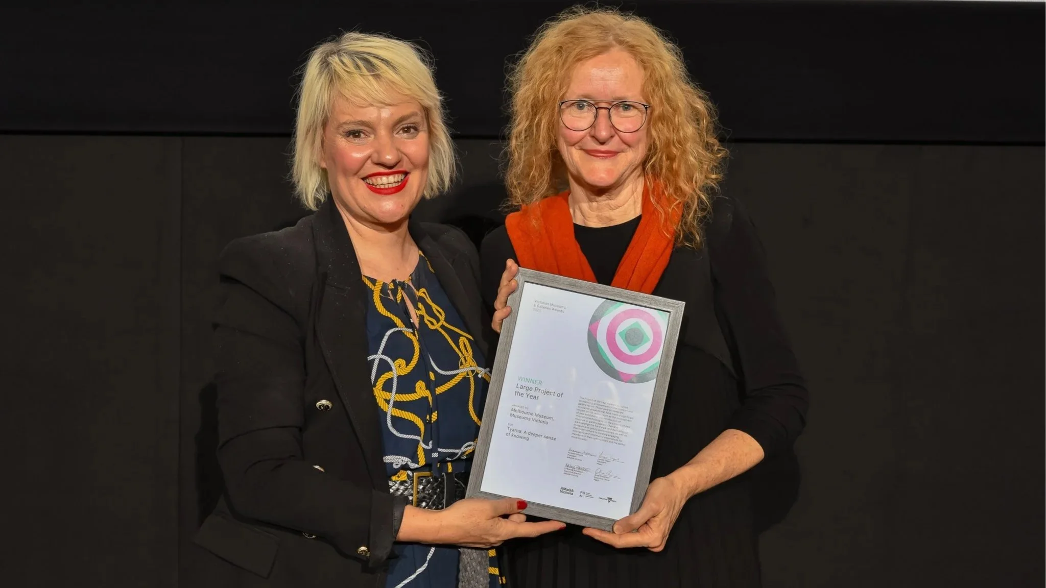  Large Project of the Year winner, Museums Victoria (Linda Sproul), with Jacinta Parsons.  Credit:  Simon Fox Photography 