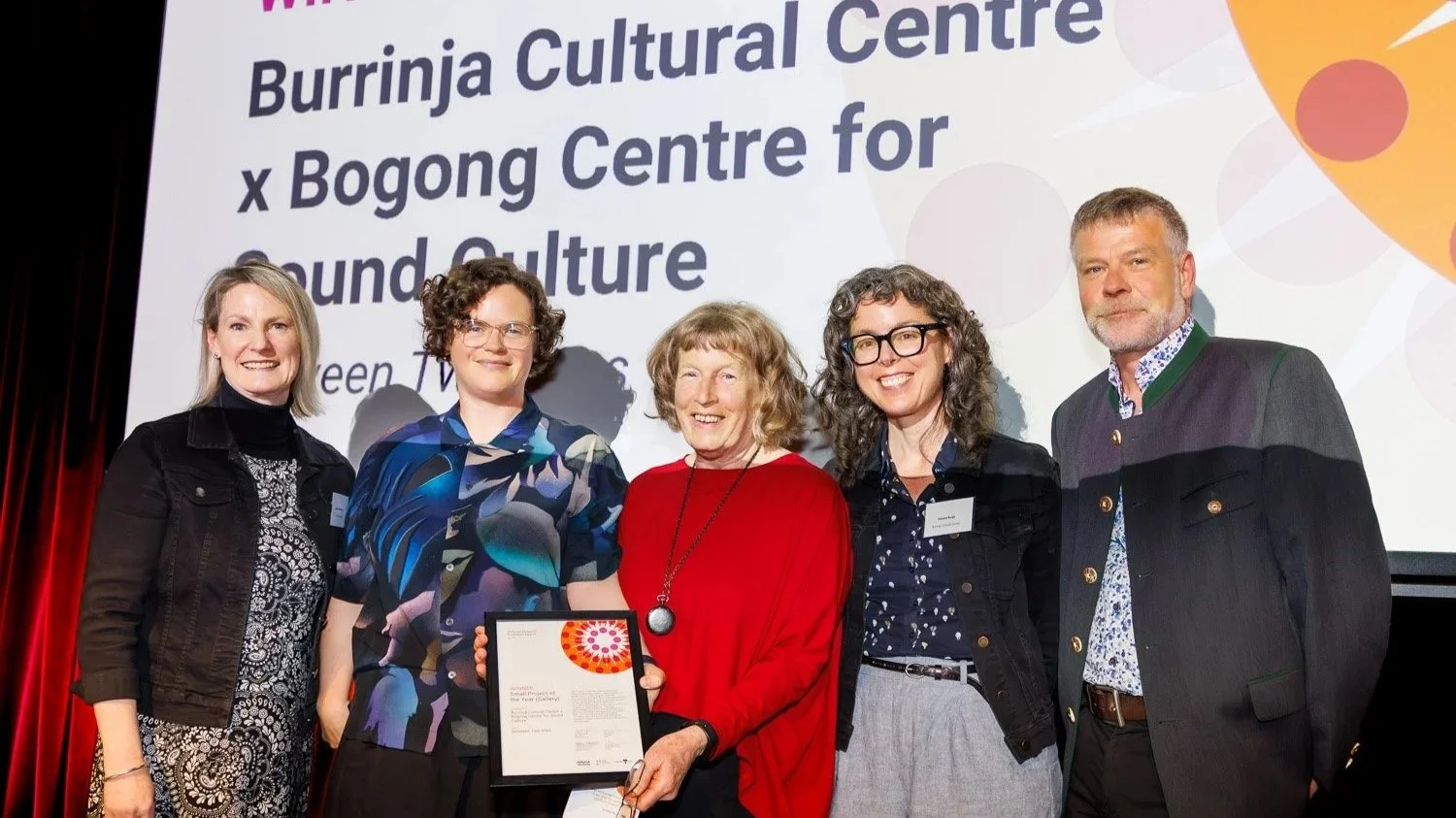  Small Project (Galleries) Award Winner, Burrinja Cultural Centre x Bogong Centre for Sound Culture pictured with Angela Henricksen Credit: Sharon Blance 