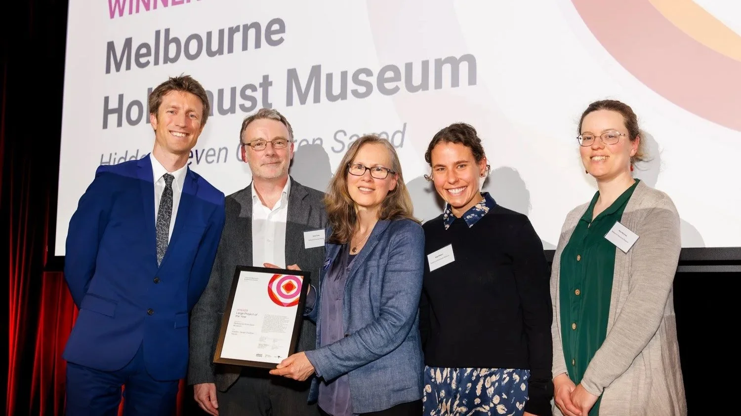  Large Project Award Winner, Melbourne Holocaust Museum pictured with Sammy J  Credit:  Sharon Blance 