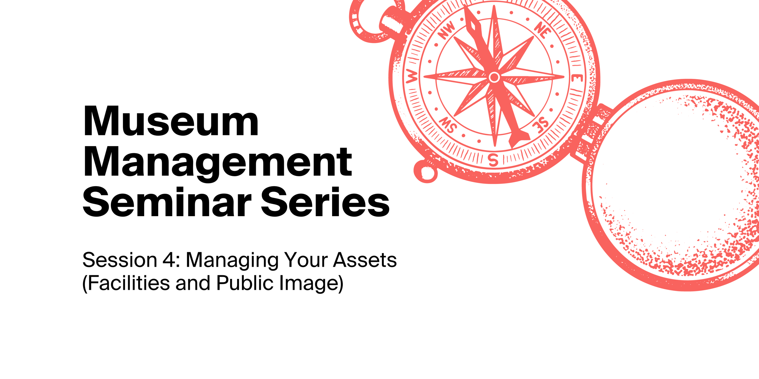 Title slide of seminar series presentation on museum management, featuring green compass in the upper right corner and the logos of 'AMaGA Victoria' and 'Creative Victoria'.