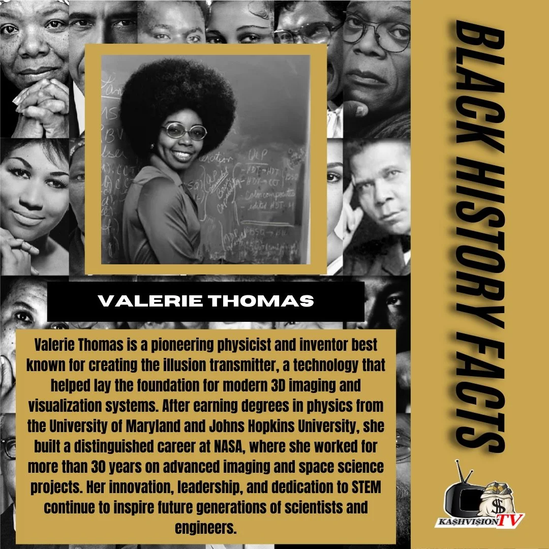 Black History Fact of the Day 🚀🖤

Valerie Thomas helped shape the future of technology. As a physicist and innovator she invented the illusion transmitter in 1980 a breakthrough that laid the groundwork for modern 3D imaging and visualization techn