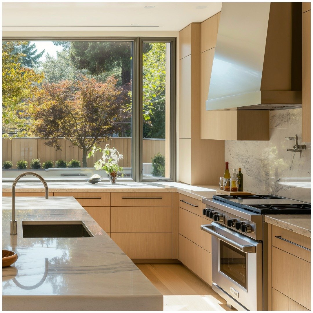 A kitchen worth swooning over ✨ This design is simple and modern yet brings so much warmth and comfort! A feeling we like to see in all our interiors! By balancing the right finishes, daylighting and layout of the space we created a space that will e