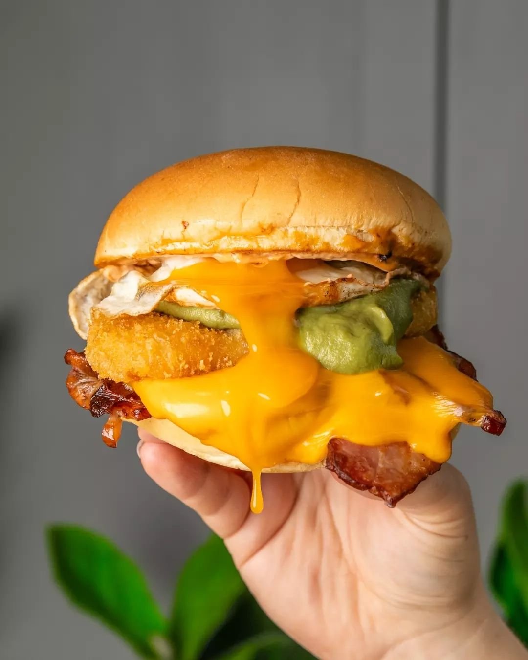 Drip action.&nbsp;🍳&nbsp; Everything inside our new Breakfast Burger is everything you could ever want: bacon, hash brown, runny fried egg, guacamole, American Cheese, chipotle mayo &amp; juicy tomato relish. It's what (brunch) dreams are made of.