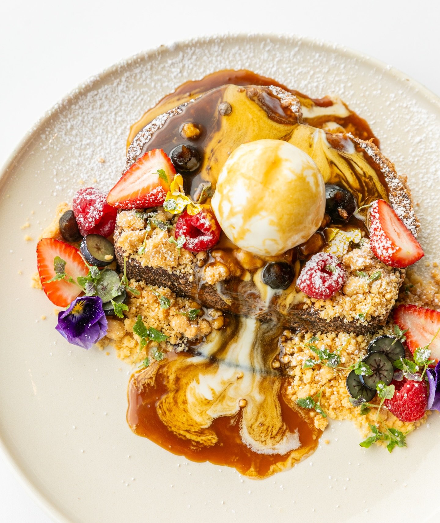 For extra comfort on these colder Melbourne mornings, turn to something sweet and soulful: the Sticky Date French Toast.

Banana bread French toast with butterscotch sauce, coffee date paste, seasonal fruit, shortbread crumble and vanilla bean ice-cr