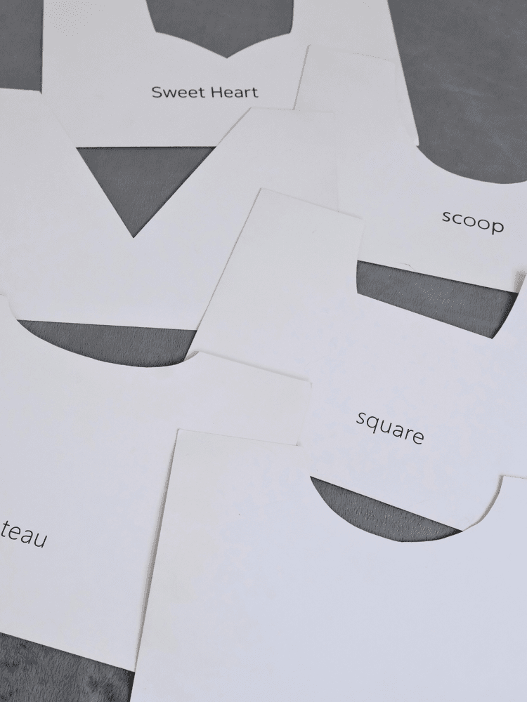 Neckline shapes used in the hands-on analysis