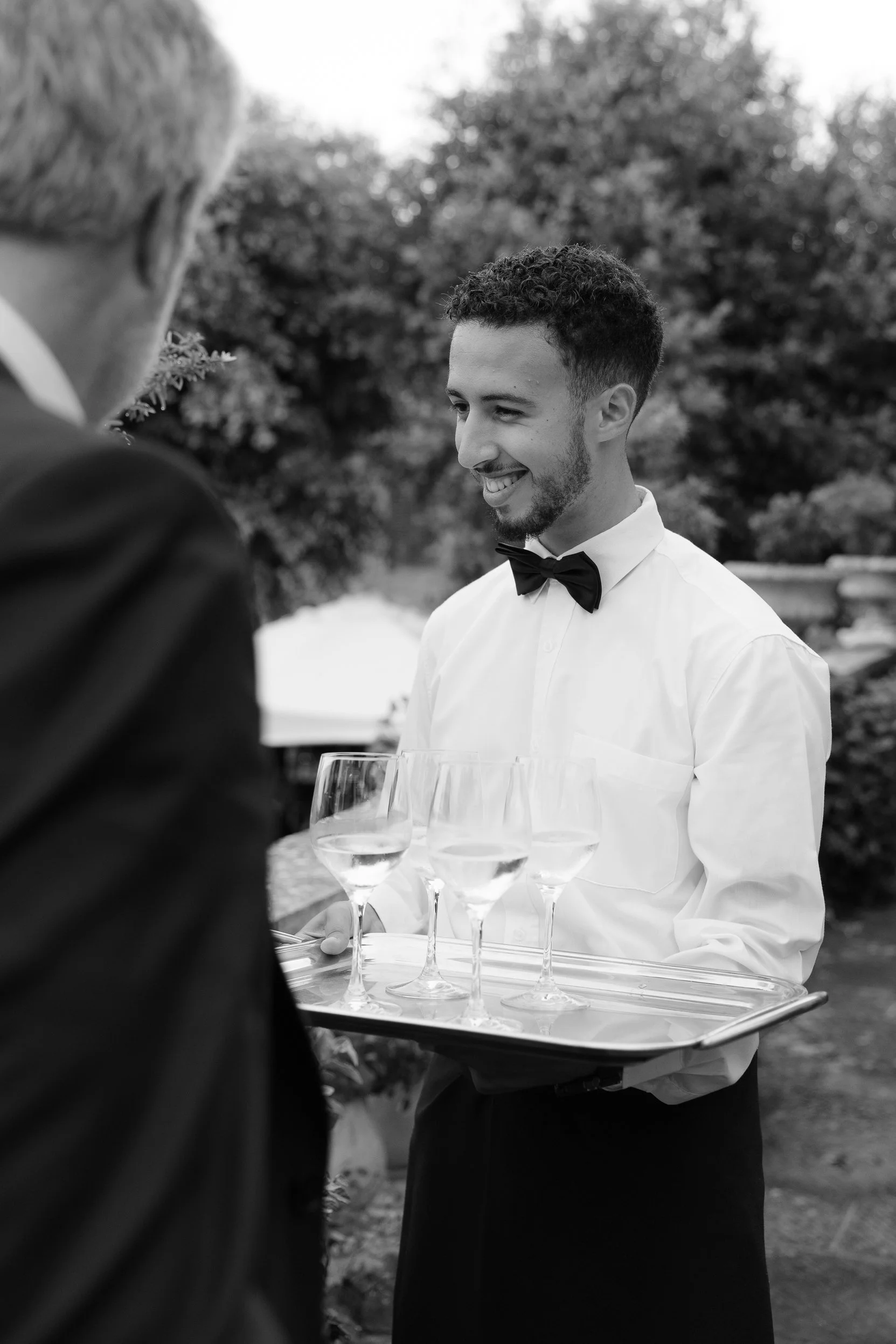Champagne service during cocktail hour at Il Borro