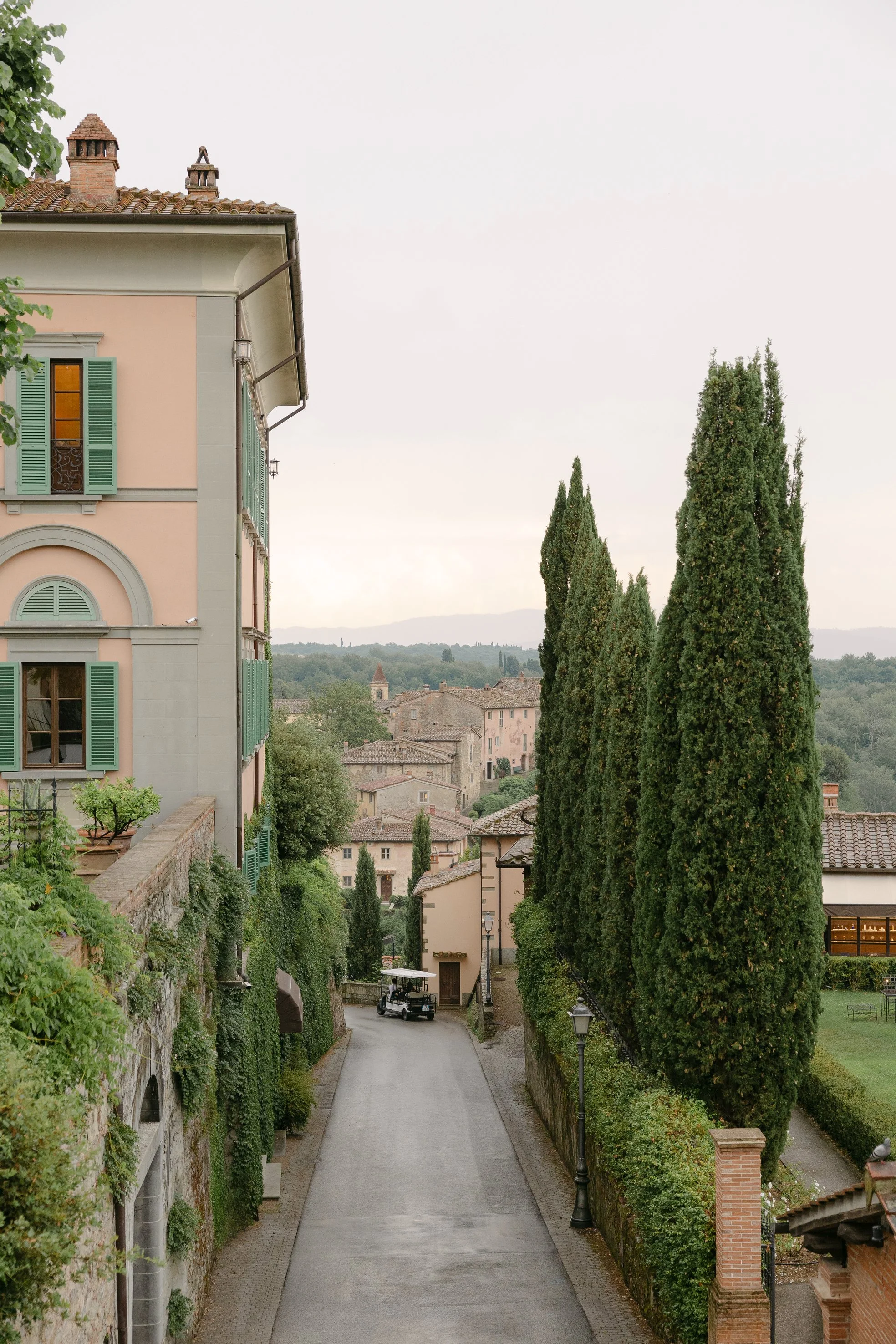 View over the historic village of Il Borro, one of Tuscany's most exclusive wedding venues