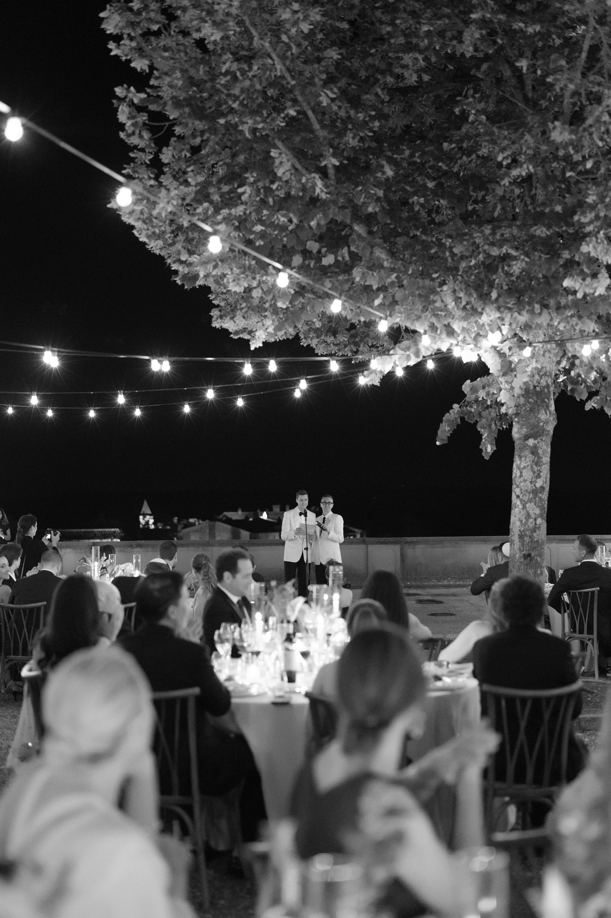 The couple during heartfelt speeches