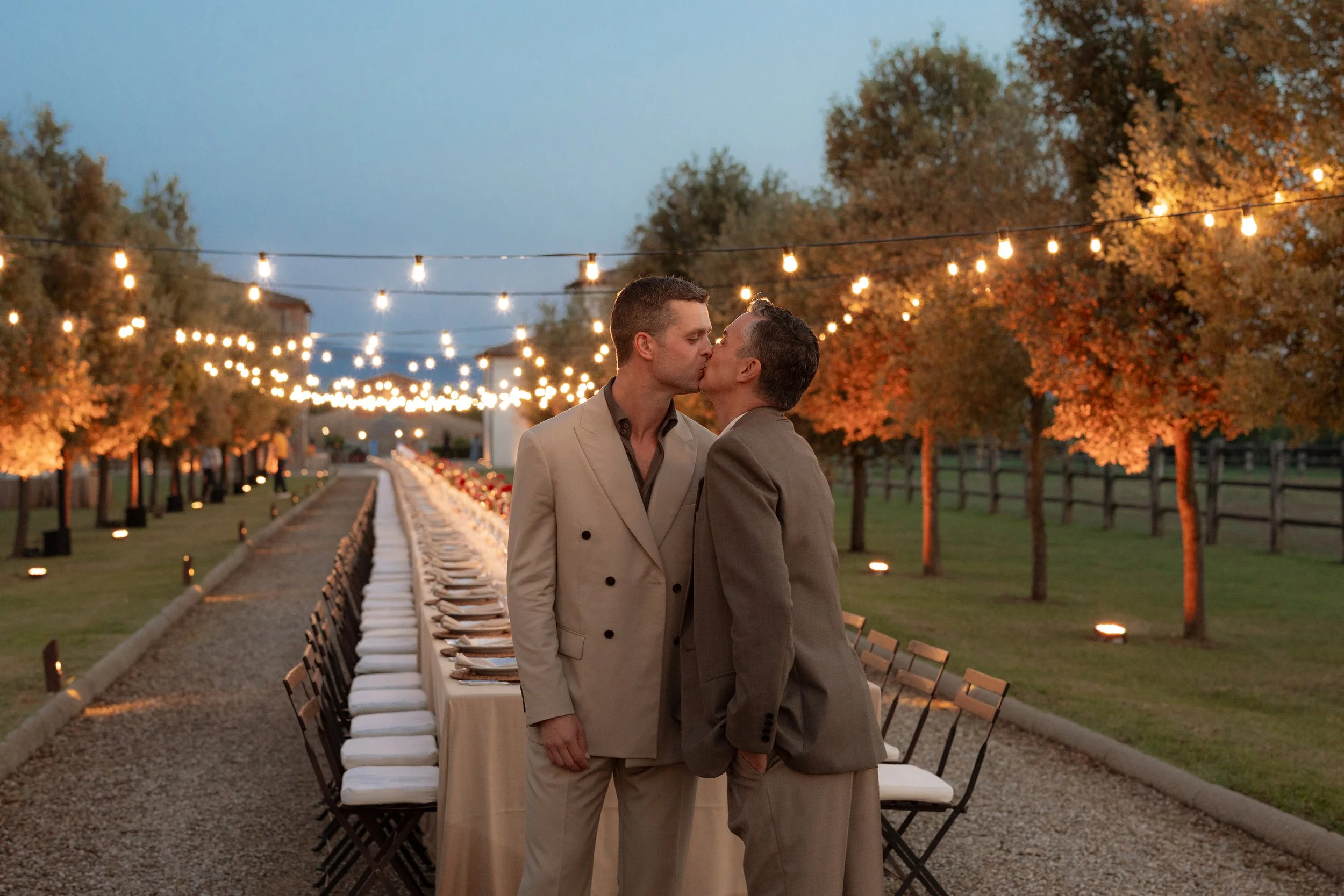 Micah and Stefan sharing a quiet moment before dinner at Il Borro