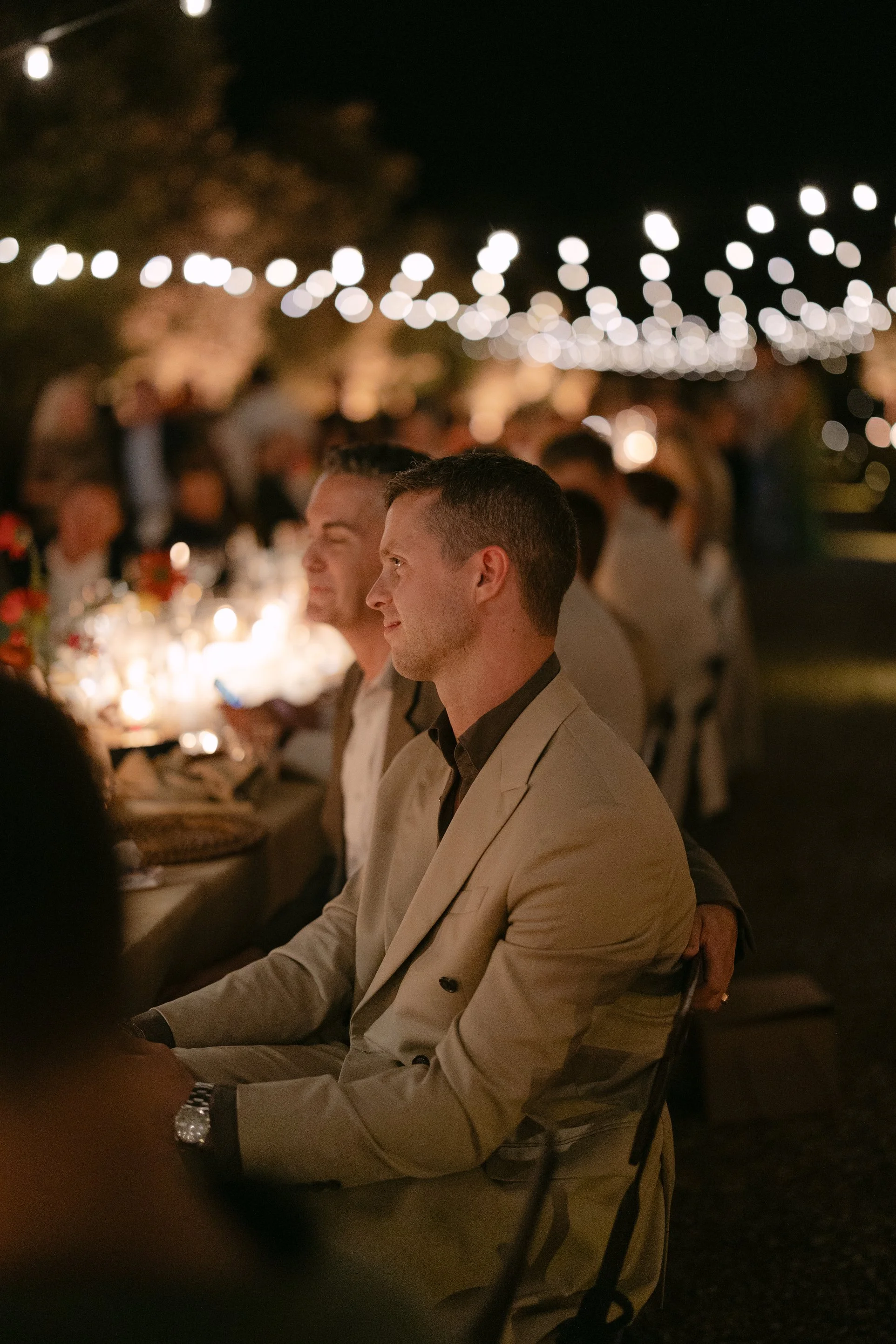 Stefan enjoying the welcome dinner surrounded by family and friends