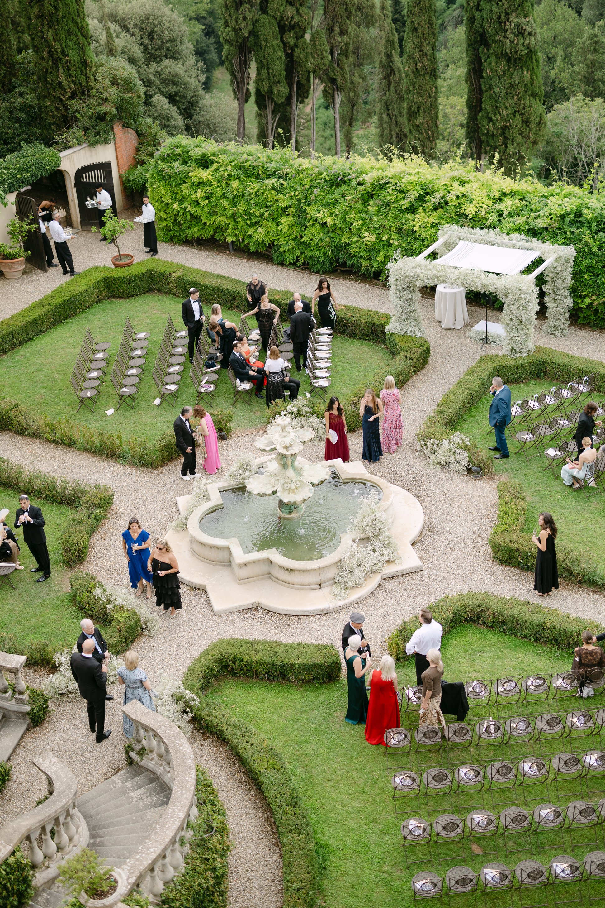 Luxury outdoor ceremony overlooking the gardens at Il Borro