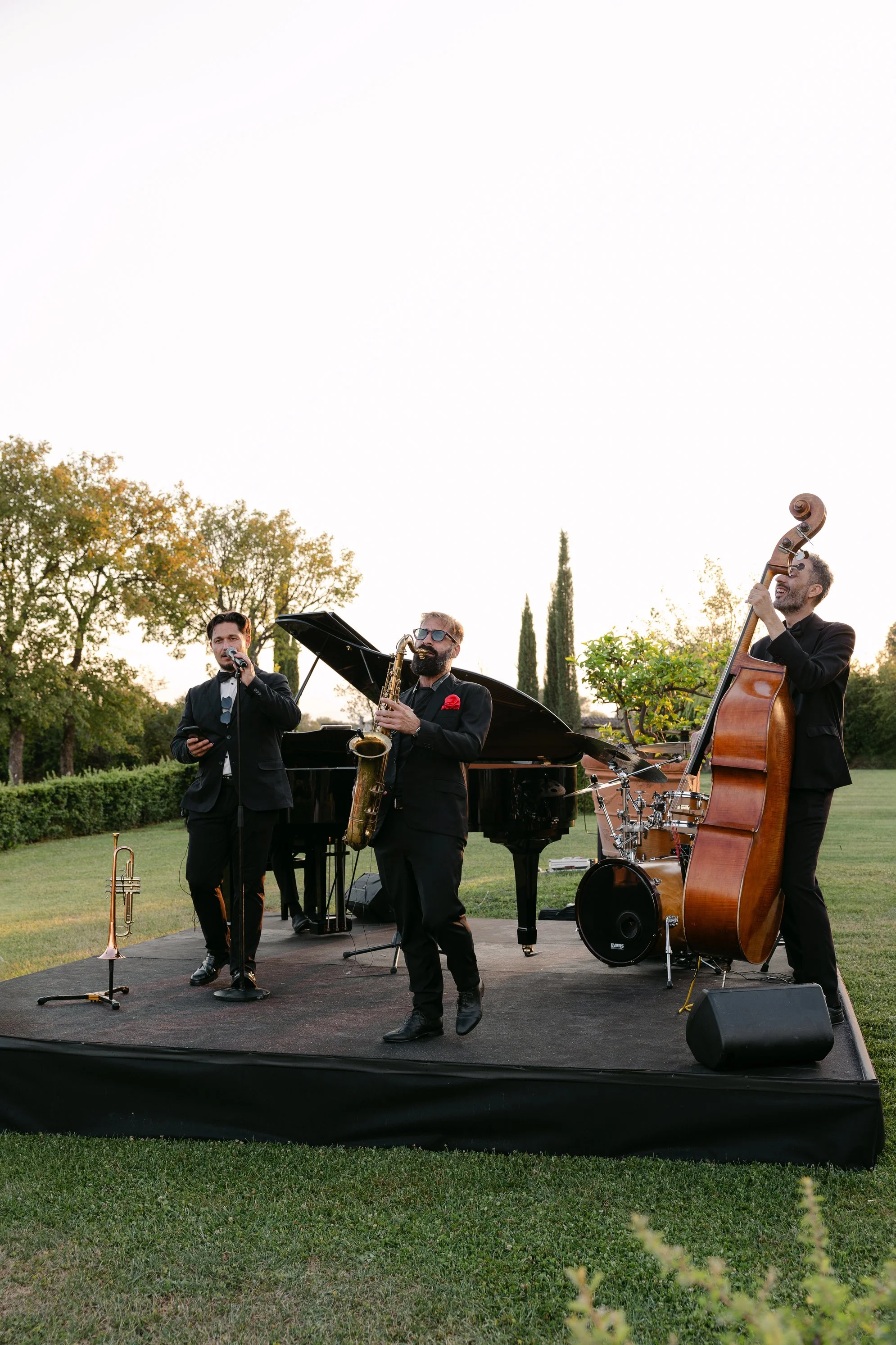 Live jazz band performing during the welcome dinner at Il Borro