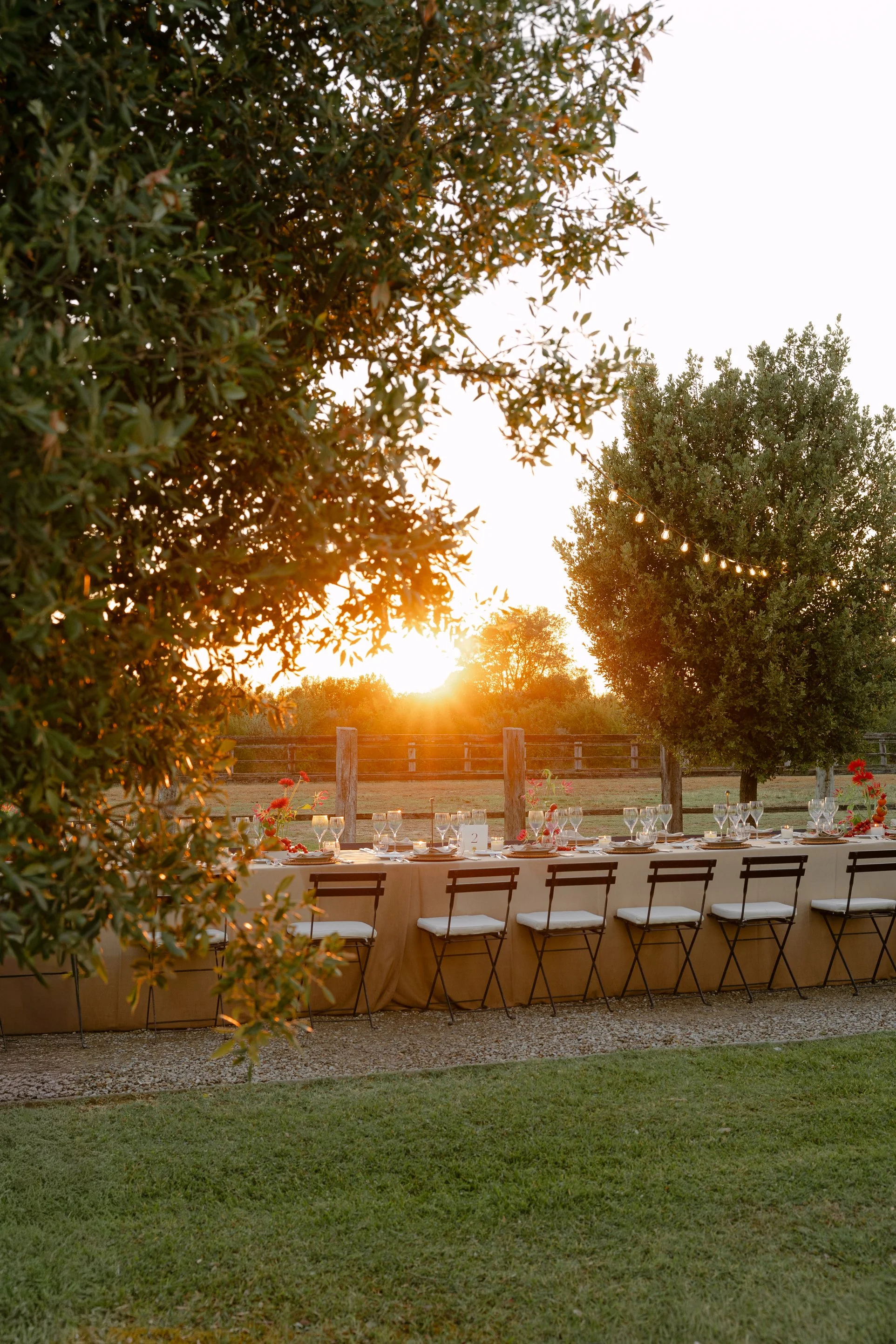 Sunset over the welcome dinner at Il Borro in Tuscany