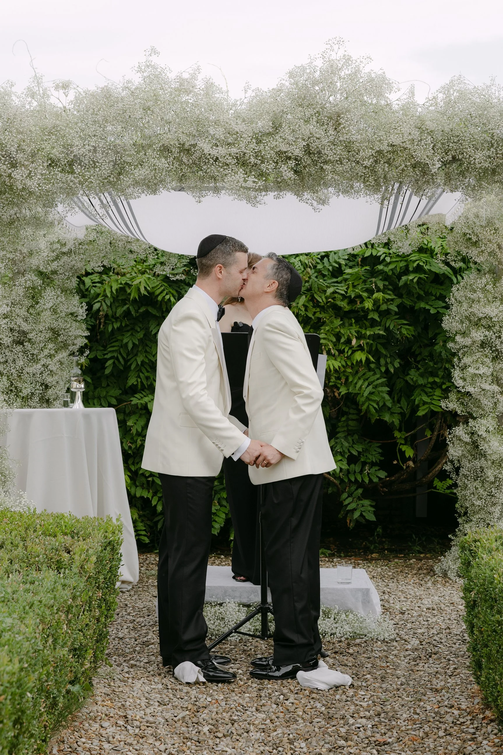 First kiss of the newlyweds