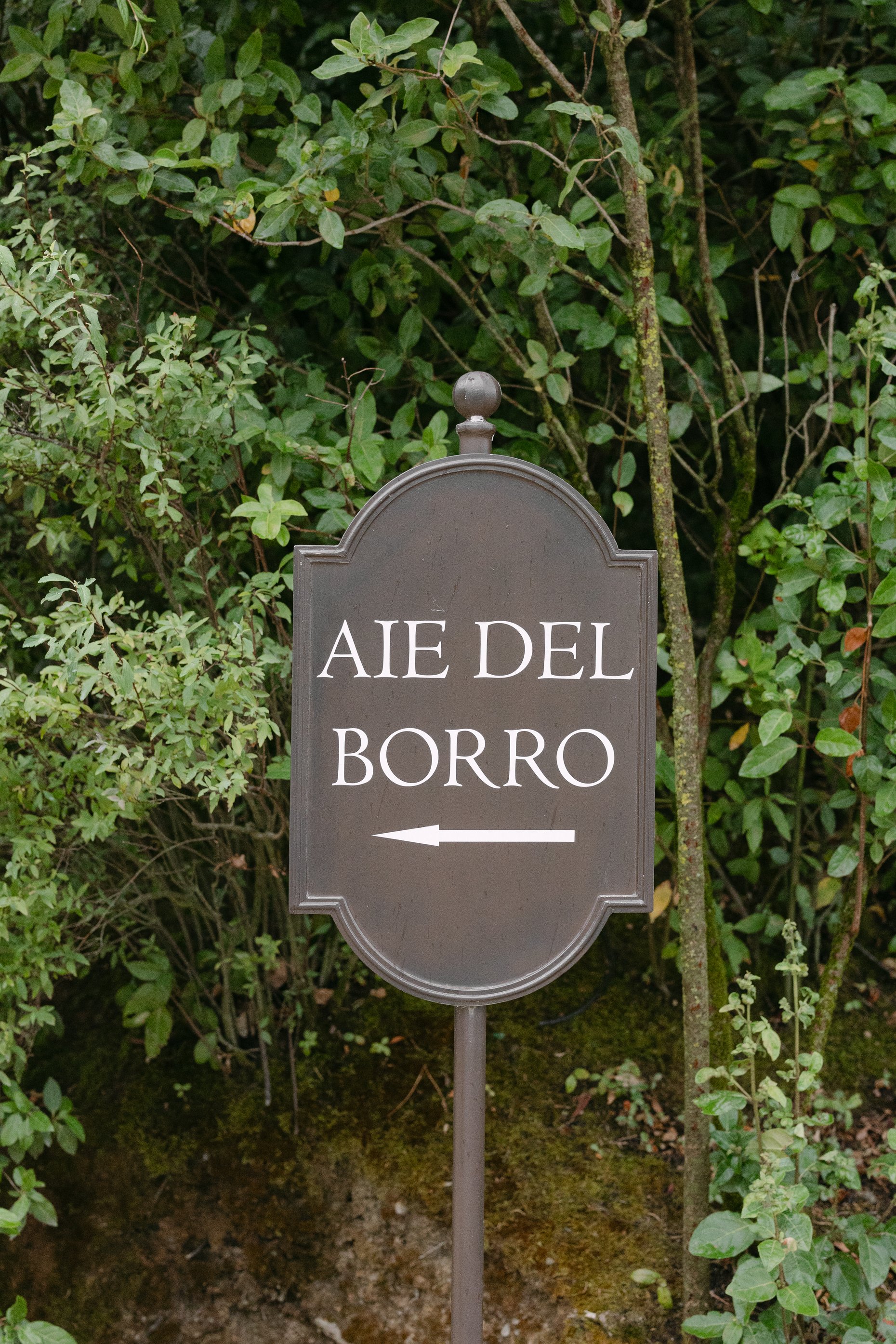 Aia del Borro sign at the iconic Il Borro estate in Tuscany