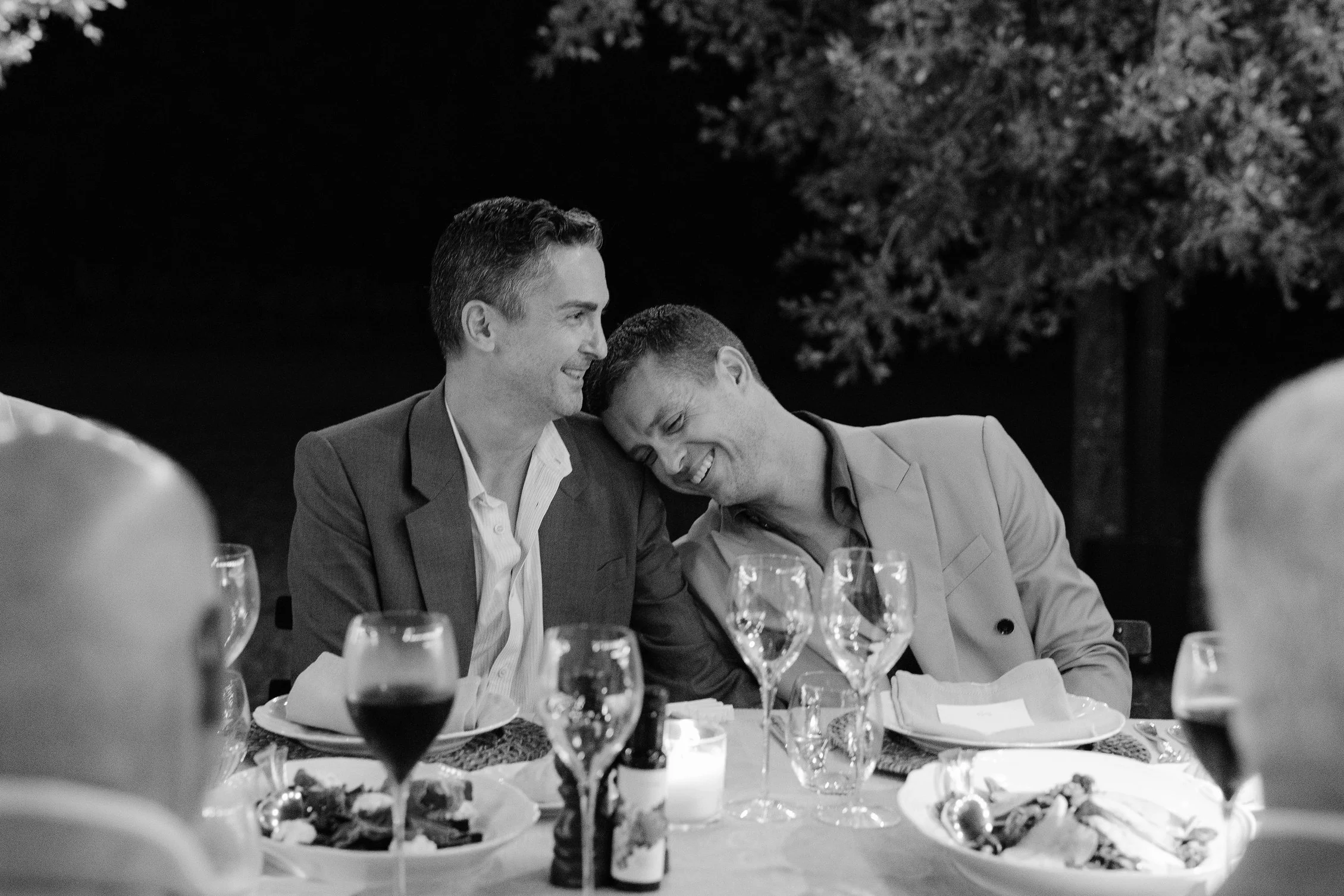Emotional moment between Micah and Stefan during the welcome dinner