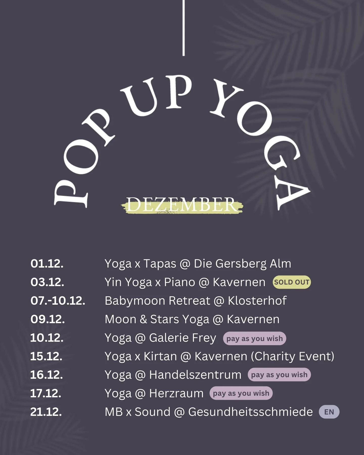 Balance is not something you find, it&rsquo;s something you create. 💫 So viele sch&ouml;ne Pop Up Momente warten noch im Dezember auf Euch.

Am 21.12. gibt&lsquo;s unser gro&szlig;es CLOSING EVENT @gesundheitsschmiede.co - danach sind wir in einer k