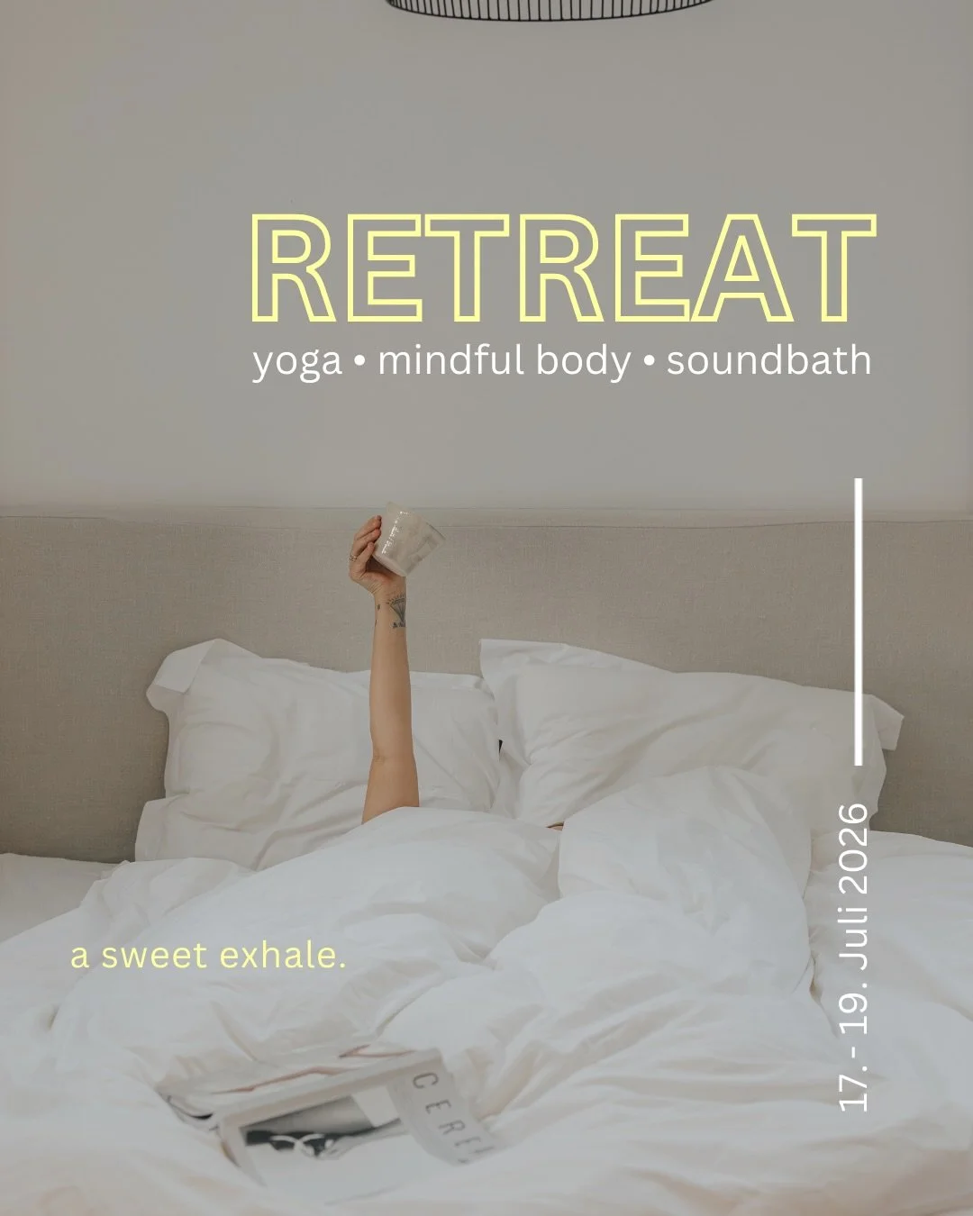 SWEET EXHALE bei unserem Mindful Retreat am Chiemsee. Save the date. Seriously. 😁

17.&ndash;19. Juli 2026 ✨
in den @matador_lodges
mit @juliaspocketfulofsoul &amp; @oliviashappinesss

Welcome to the No Rush Club! Mitten in der Natur, irgendwo zwisc