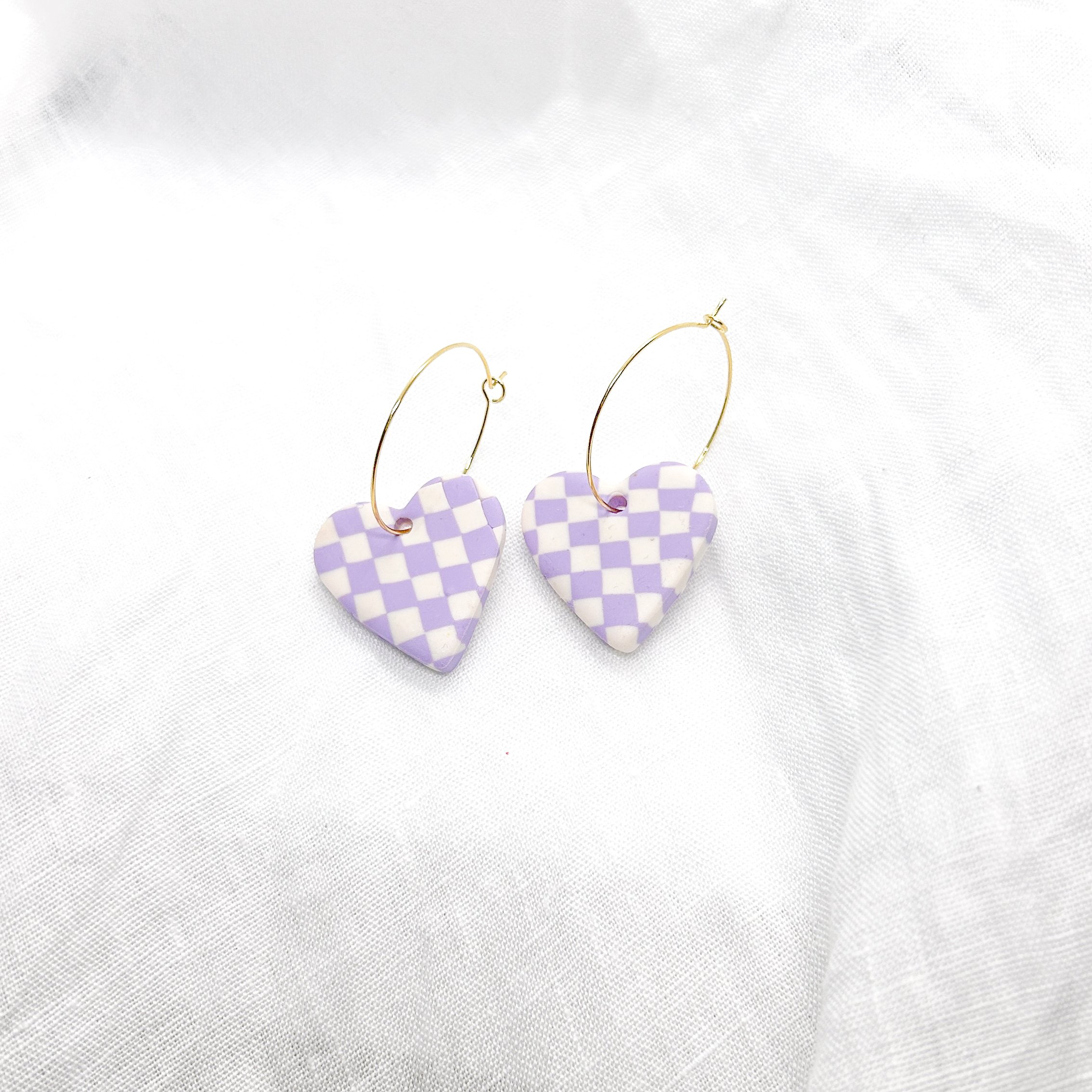cora M - damier lilas et blanc