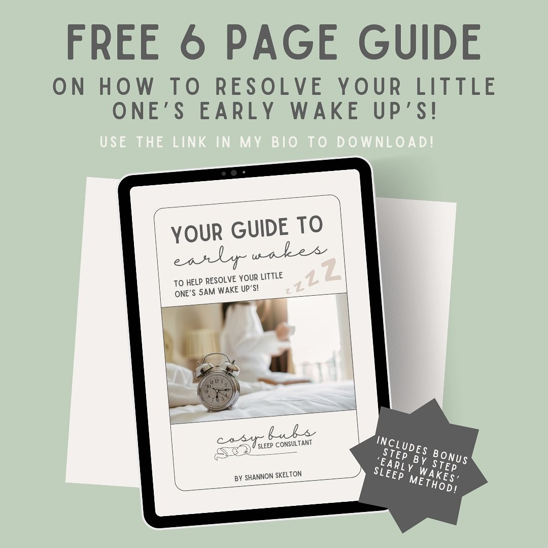 A gift from me to you - my FREE early wakes guide!📓
&nbsp;
So what&rsquo;s included?⬇️

A 6-page easy read guide to help you work out what could be the cause of your little one&rsquo;s early wake up!🥱

I describe lots of causes of early wakes with 