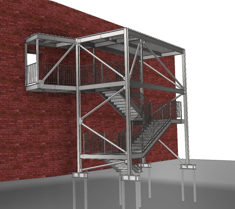 External Fire Escape Staircase — Odysea.Engineer