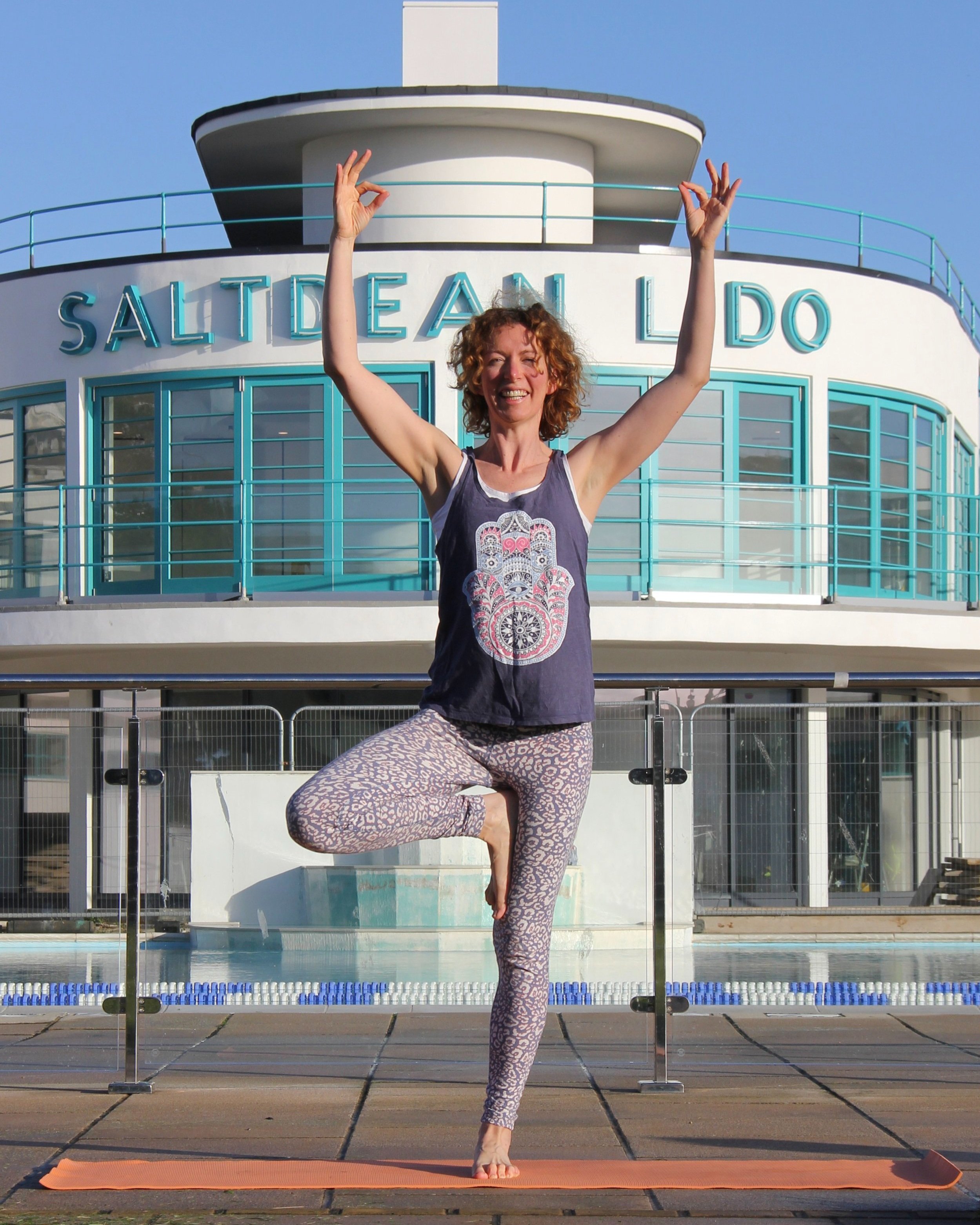Tuesday morning yoga at Saltdean Lido