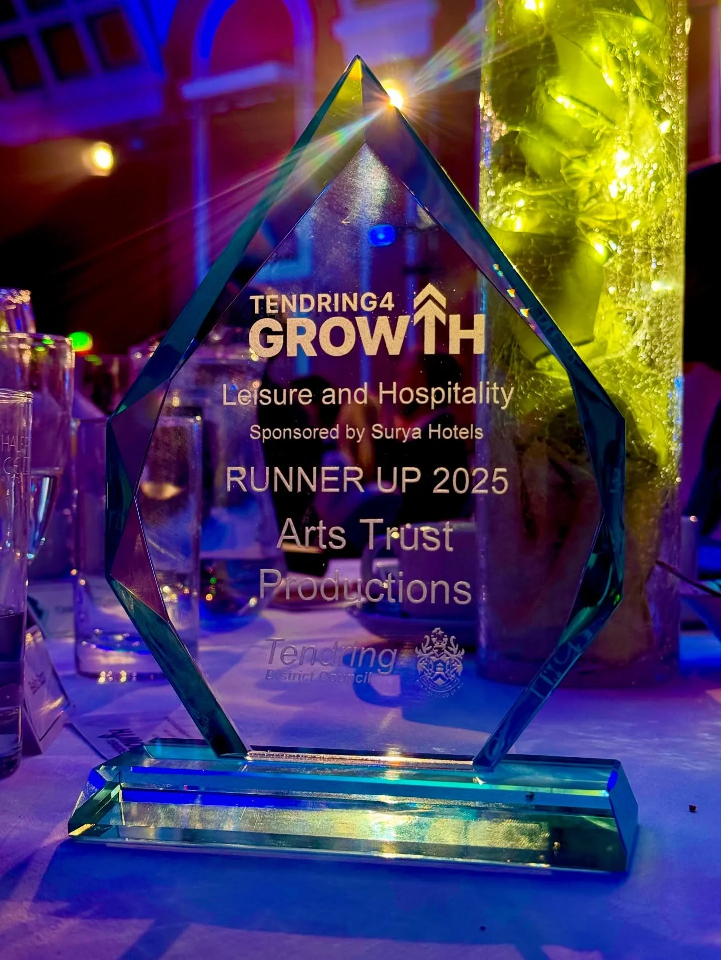 We’re thrilled to share that Arts Trust Productions was named Runner-Up in the Tendring4Growth Awards for Leisure & Hospitality, proudly sponsored by Surya Hotels.
It’s an honour to have our work recognised in this way, and we couldn