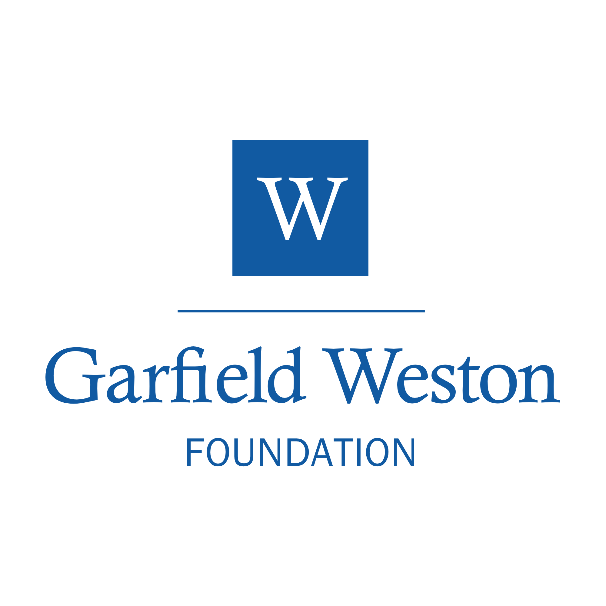 Logo of the Garfield Weston Foundation with a blue square and a large 'W' in black, and the foundation's name in blue text.