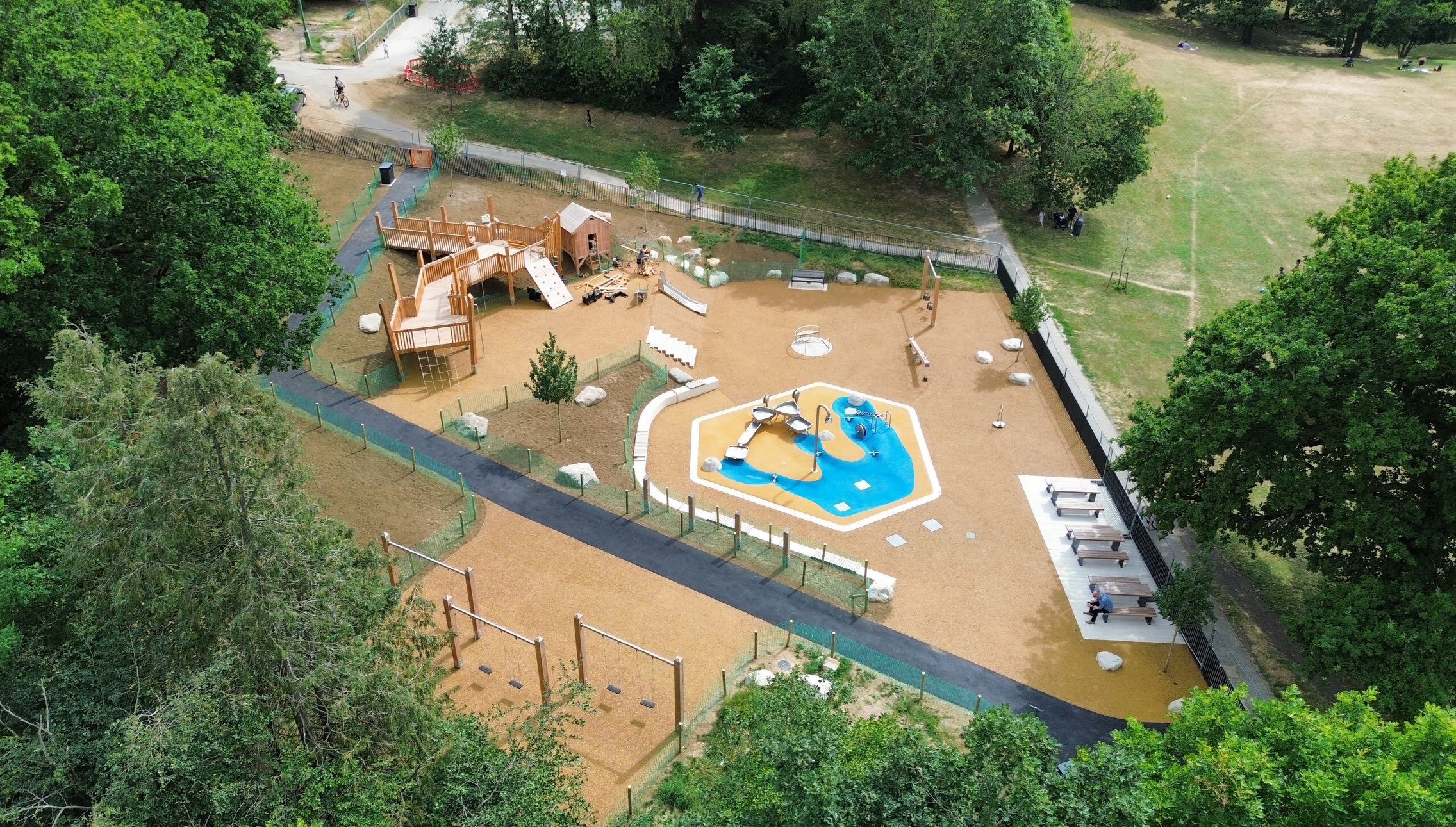 At Victoria Park, the change in level wasn&rsquo;t something to design around &hellip; it became part of the play 🌳
 
The sloping site has been embraced to create a new play bank, with an accessible play deck, slide, steps and scramble boulders enco