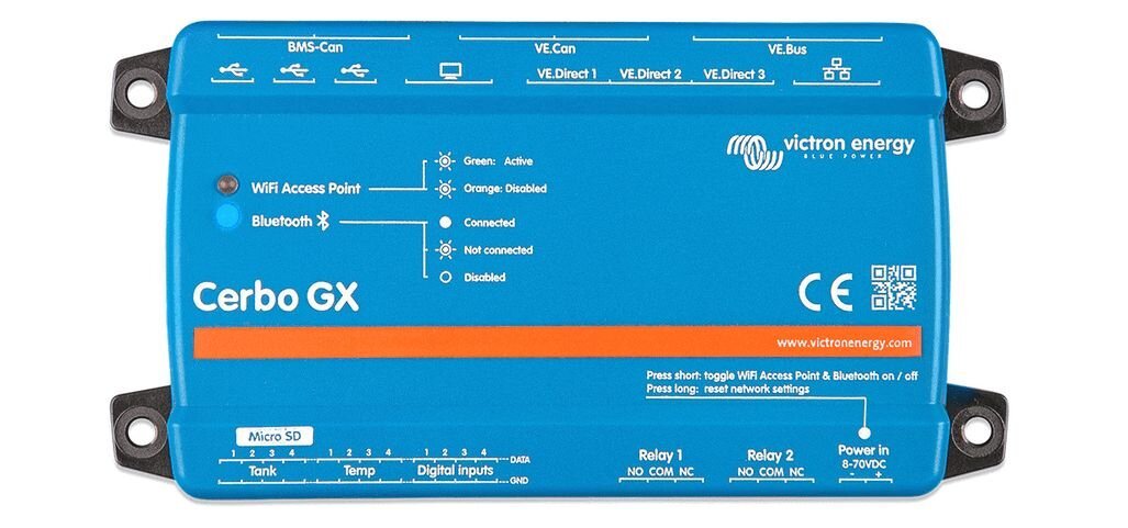 GX 系列的最新版本 - 新型 Cerbo GX 监控和通信中心。 在我们的 Victron 视频评论中查看有关 Cerbo GX 的完整详细信息
