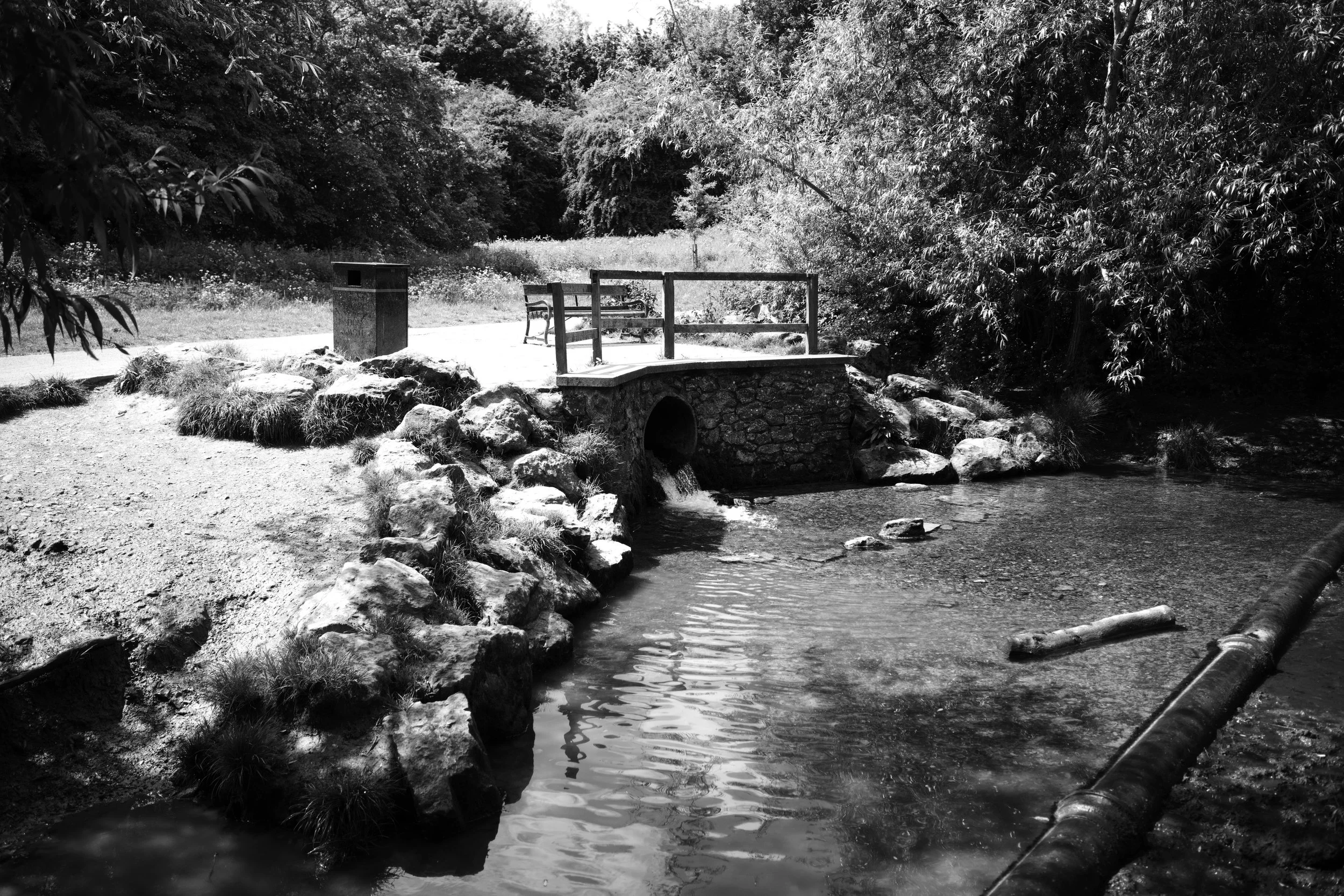 A quiet place, where water spills and sit in peace