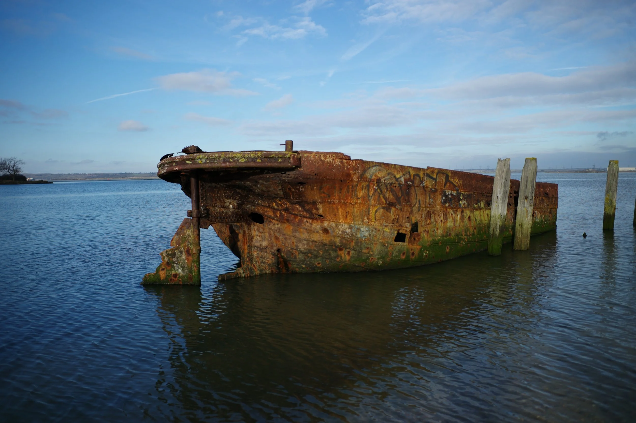 The orange seeps into thy bones, the quiet speaks, when engines ran on troubled seas.