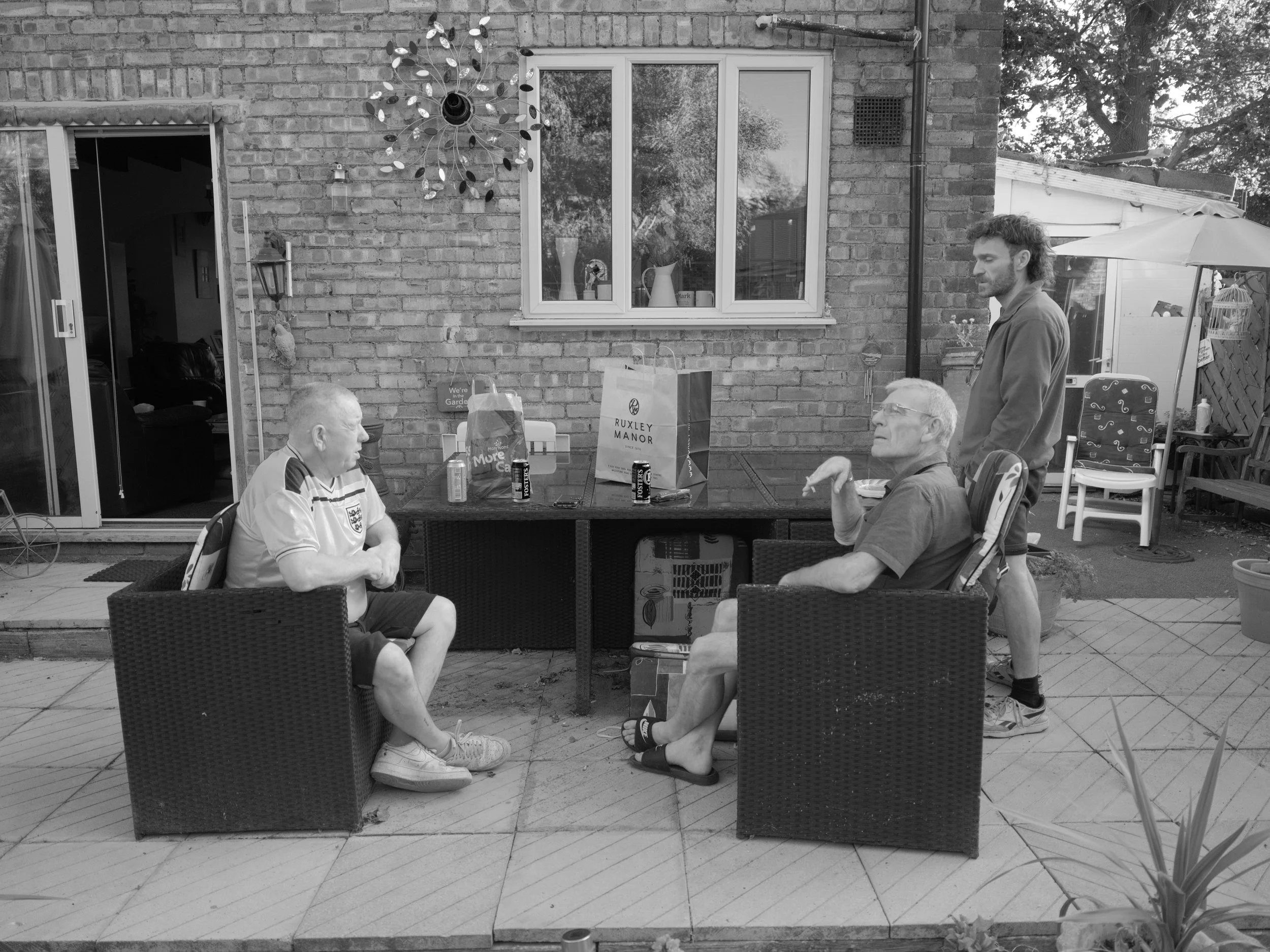 Old friends. Through school and life's harsh battles, the friend stays close and loyal. To whimse about the old days, the work the play and mortal coil.