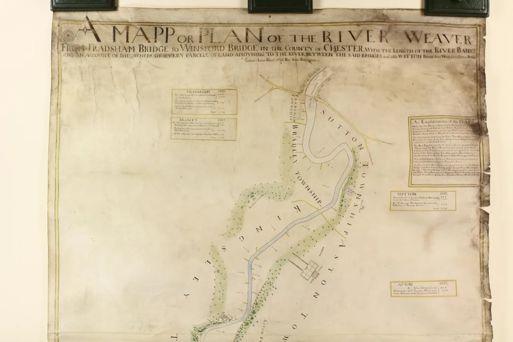 Our 1721 'Mapp of the River Weaver from Fradsham [Frodsham] Bridge to Winsford Bridge.