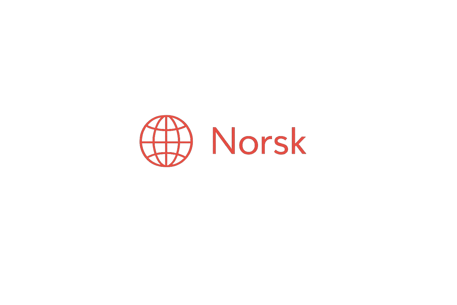 Red neon sign displaying a globe icon and the word 'Norsk' on a gray background.