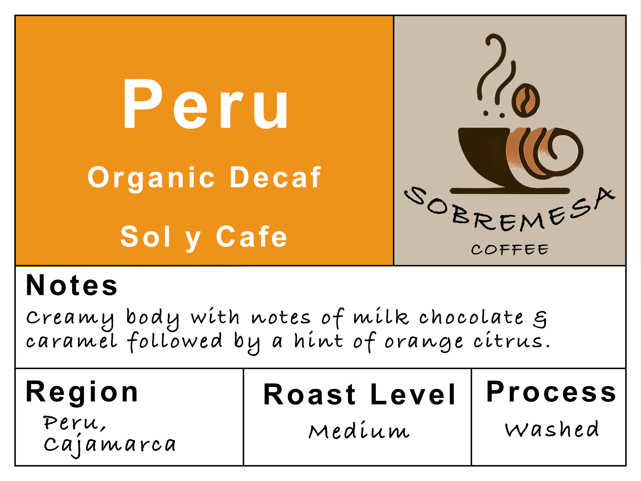 Decaf - Peru Sol Y Cafe Pods