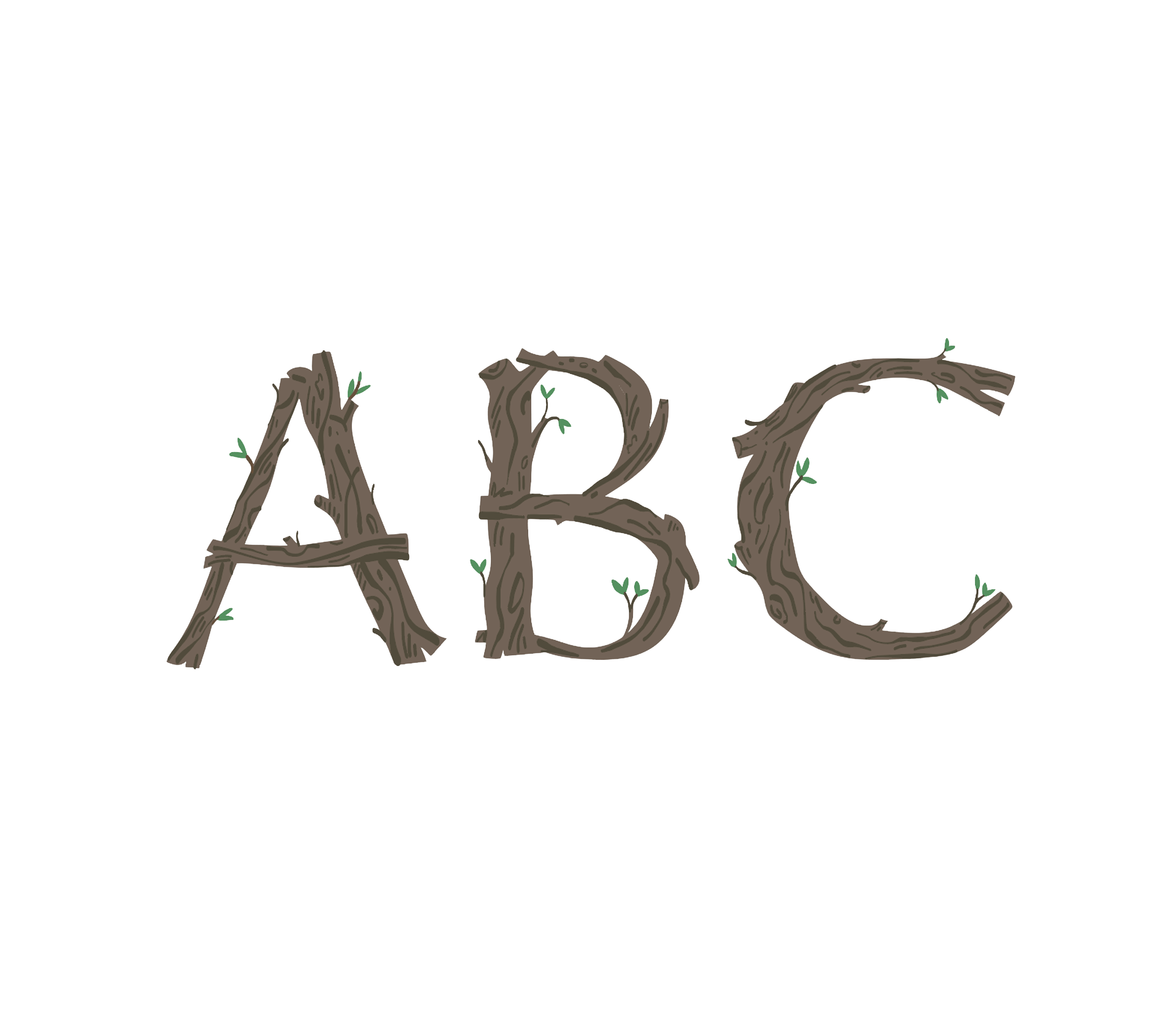 Illustrated woodland lettering created to sit alongside the character designs.