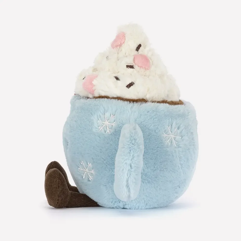 Amuseables Hot Chocolate With Marshmallows by Jellycat, Side View.