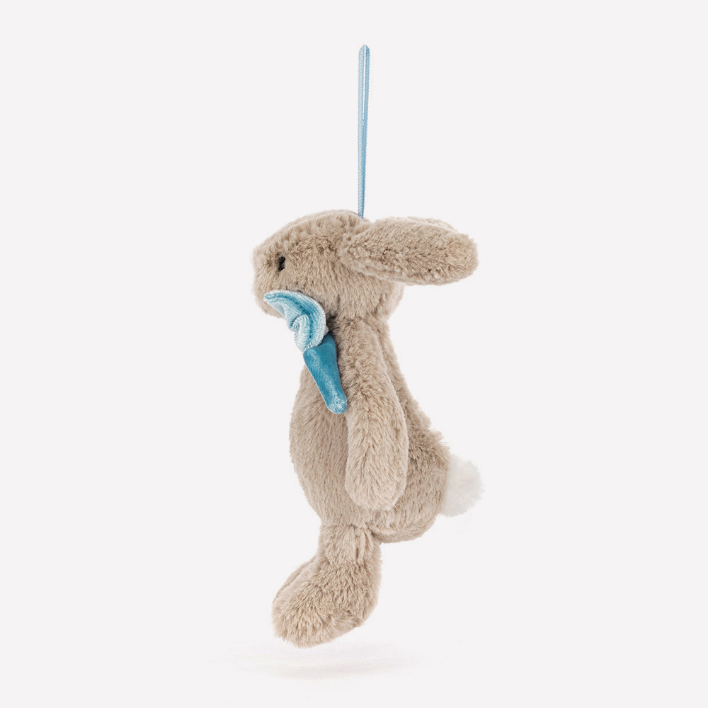 Bashful Beige Bunny Decoration by Jellycat, Side View.