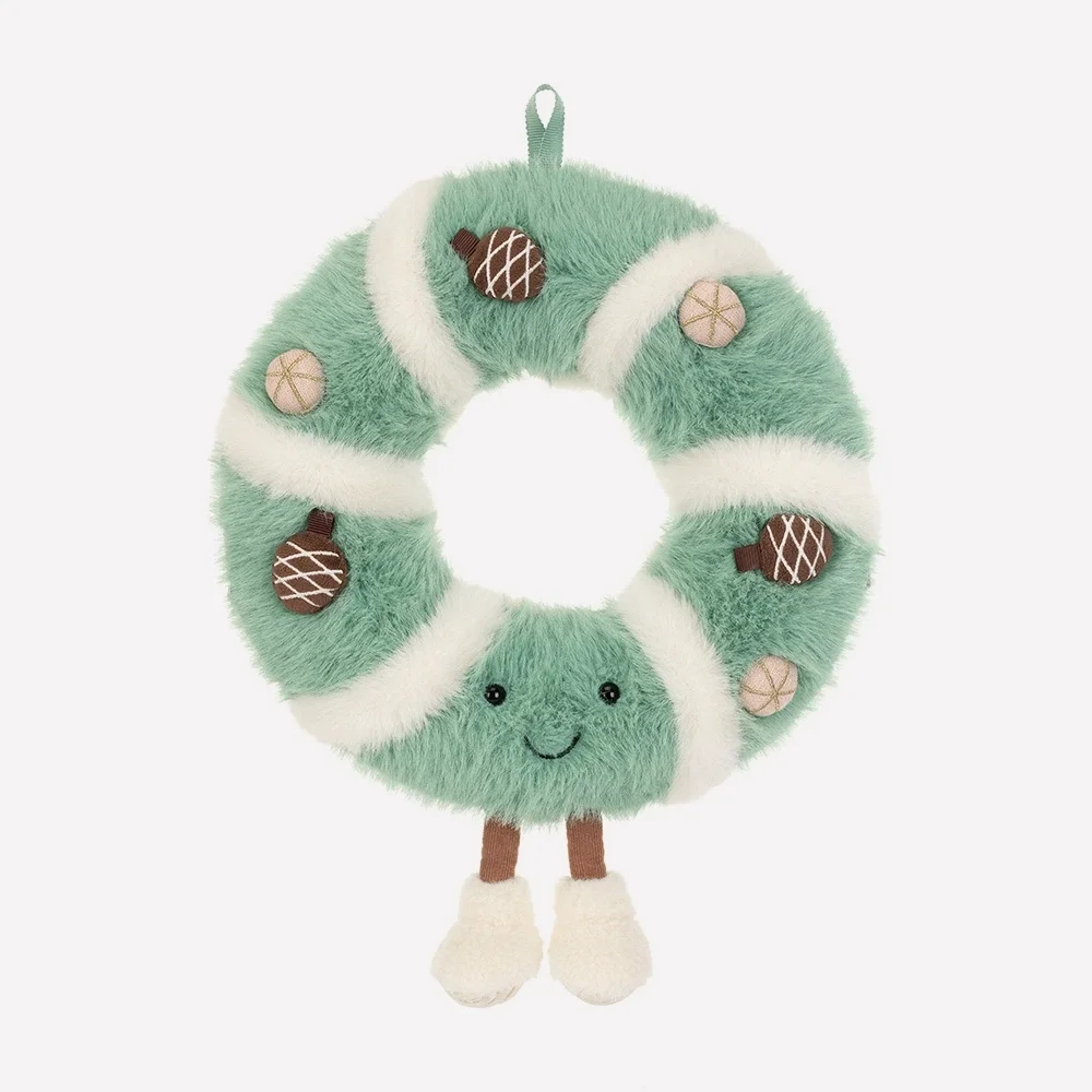 Amuseables Pinecone Wreath by Jellycat, Front View.