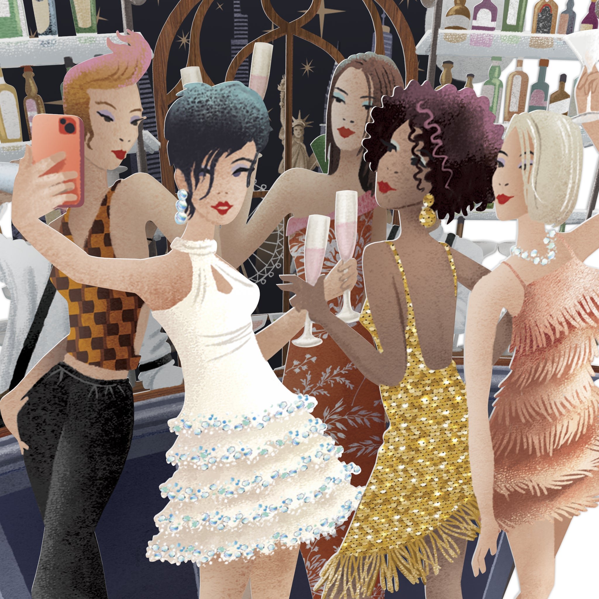 'Champagne' Top of the World Pop Up Greetings Card by Me&McQ 3D Cards, DetailedView.