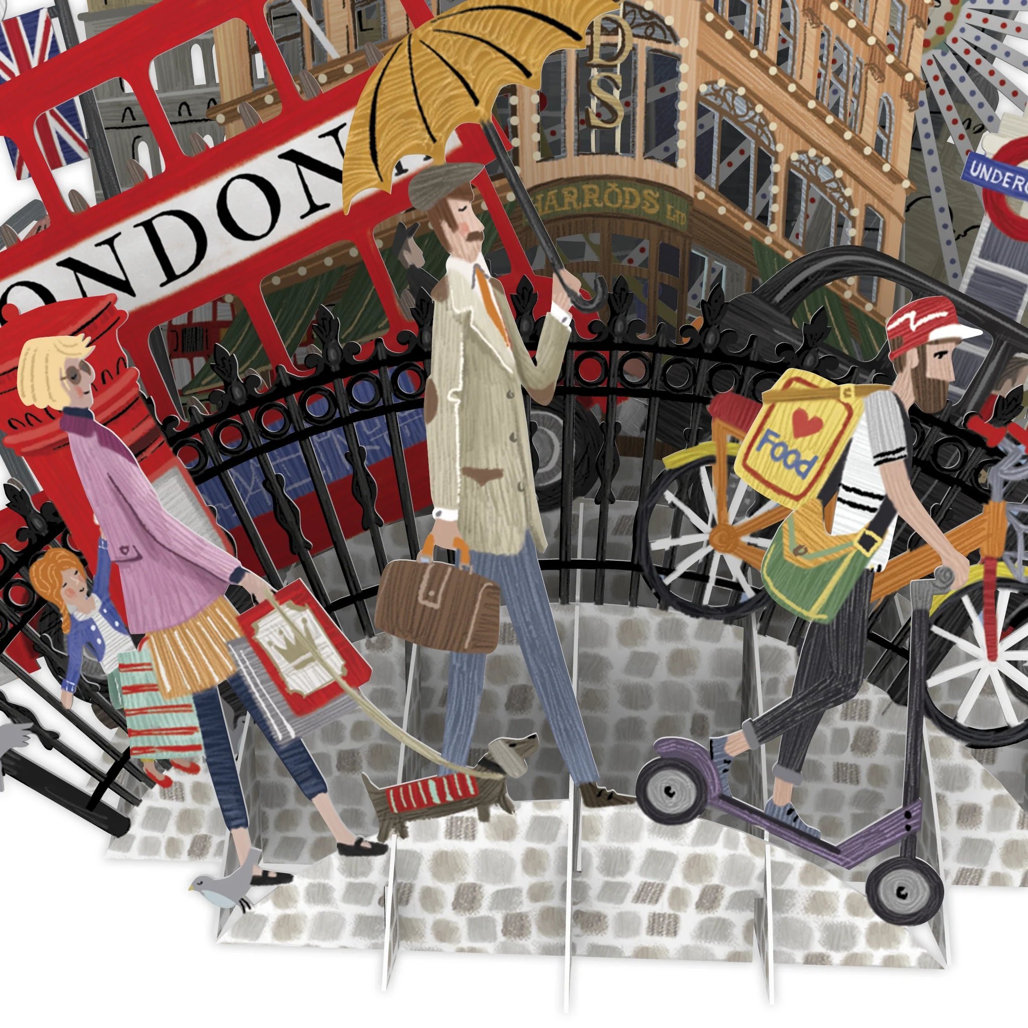 'London' Top of the World Pop Up Greetings Card by Me&McQ 3D Cards, Detailed View.