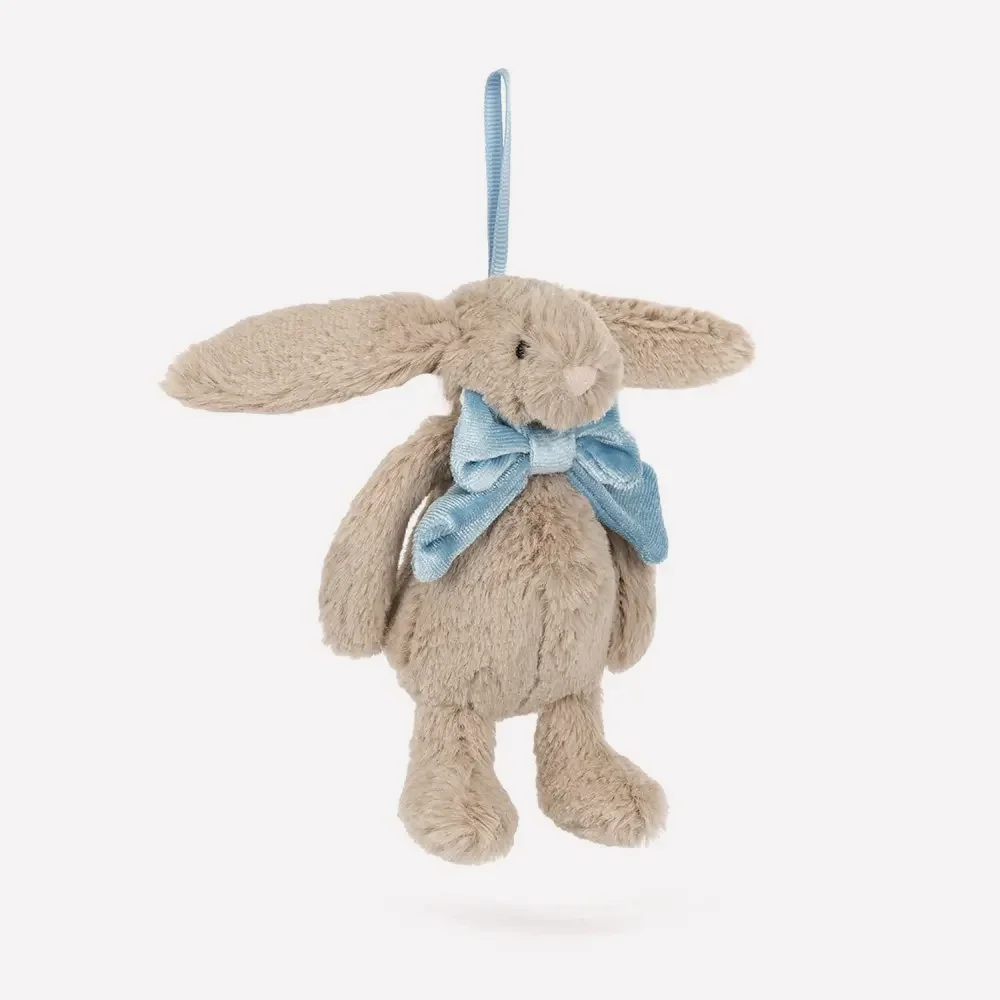Bashful Beige Bunny Decoration by Jellycat, Front Side View.